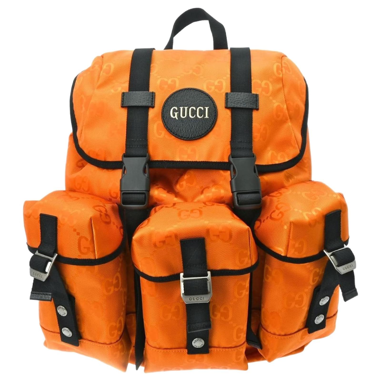 Gucci GG Pattern Orange Nylon Backpack - Joli Closet