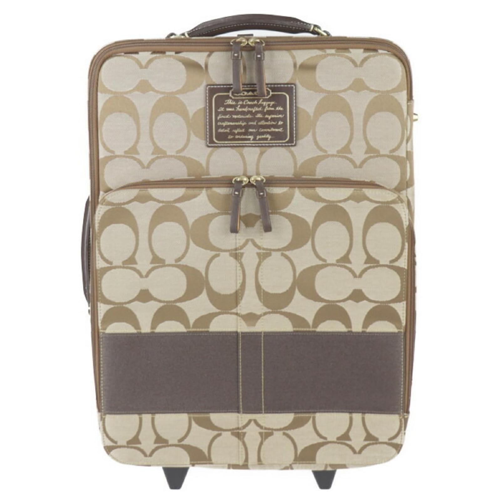 Coach キャリーケース COACH Signature Carry Case Bag Brown Beige Leather Cloth ref