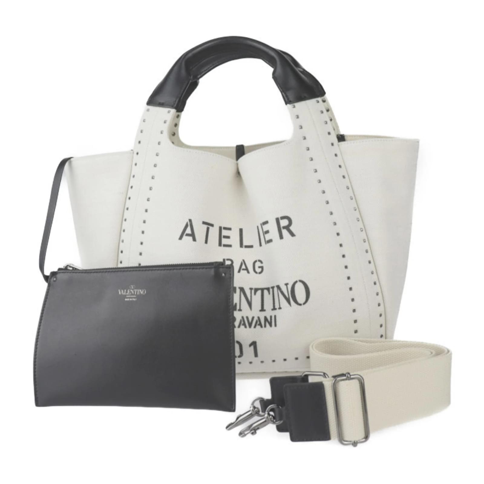 Valentino Garavani Atelier Bag Black Cream Leather Cloth ref Valentino Garavani Atelier Bag Black Cream Leather Cloth ref