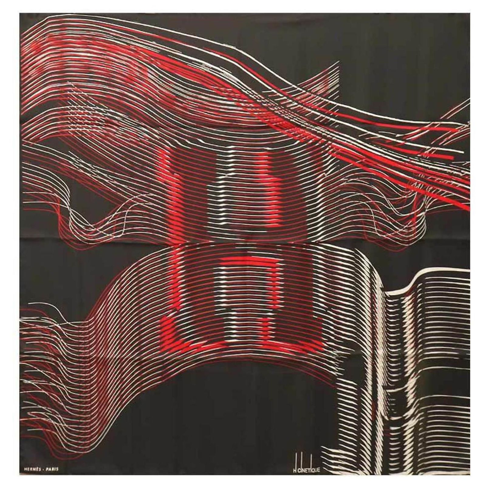 Hermès Hermes Carre 90 Large H CINETIQUE Silk Scarf Multiple