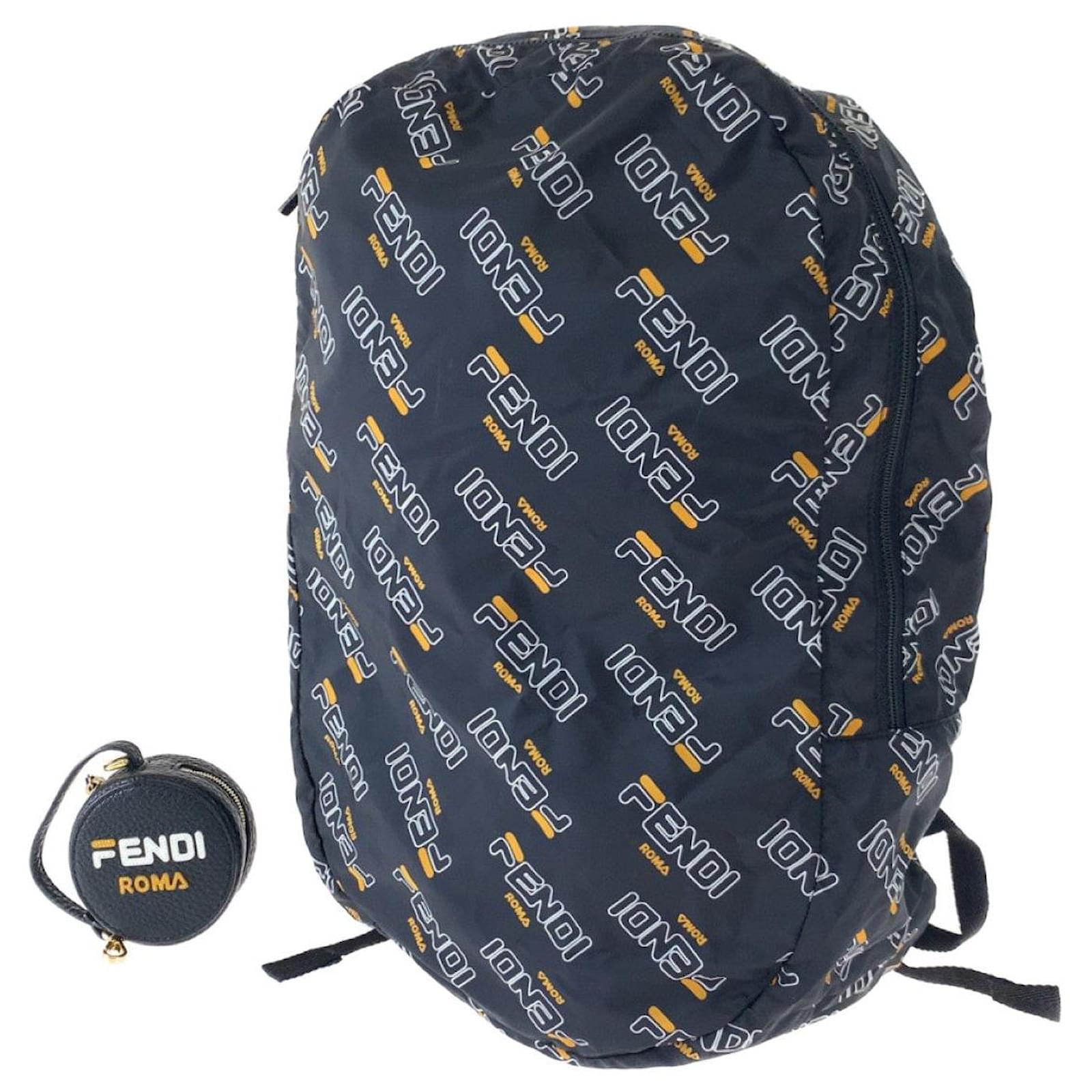 Fendi Nylon Backpack with Pouch, Fila Collaboration Black Cloth 