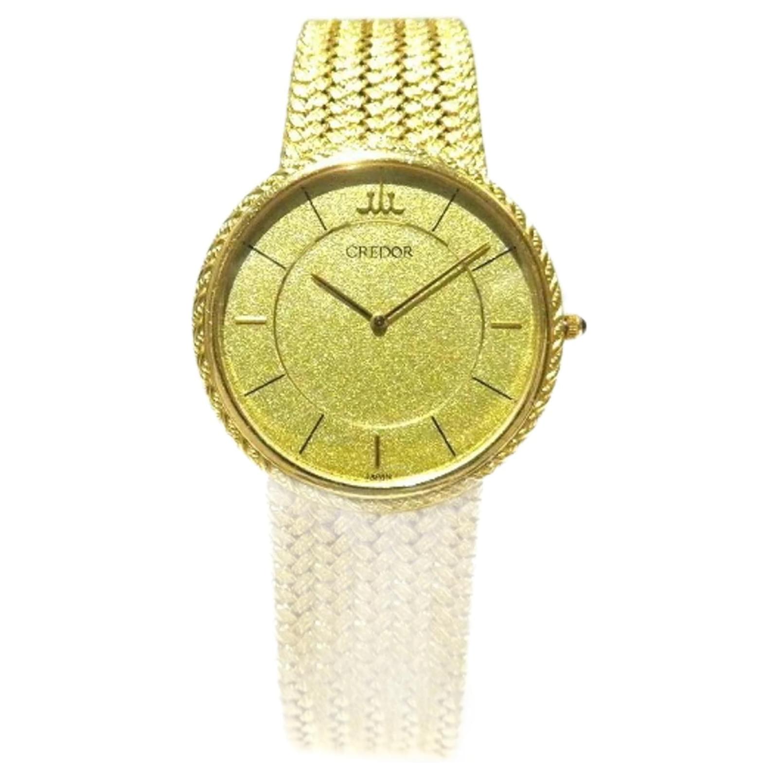 セイコー SEIKO クレドール 5A74-0130 クォーツ YG 金無垢 メッシュベルトメンズ Yahoo!オークション - う01394金無垢 18KT 総重量約61.5g 美品SEIK