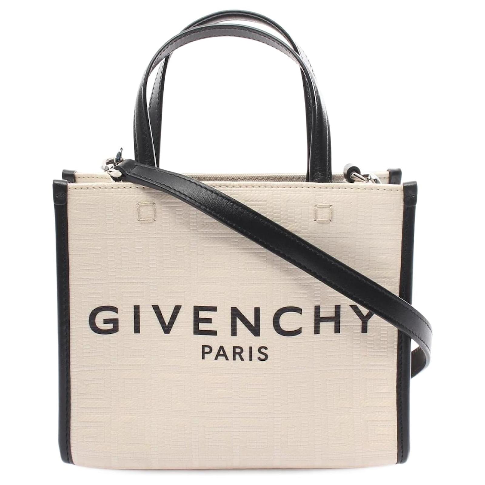 Givenchy G-TOTE MINI Handtasche Schwarz Weiß Leder Leinwand ref
