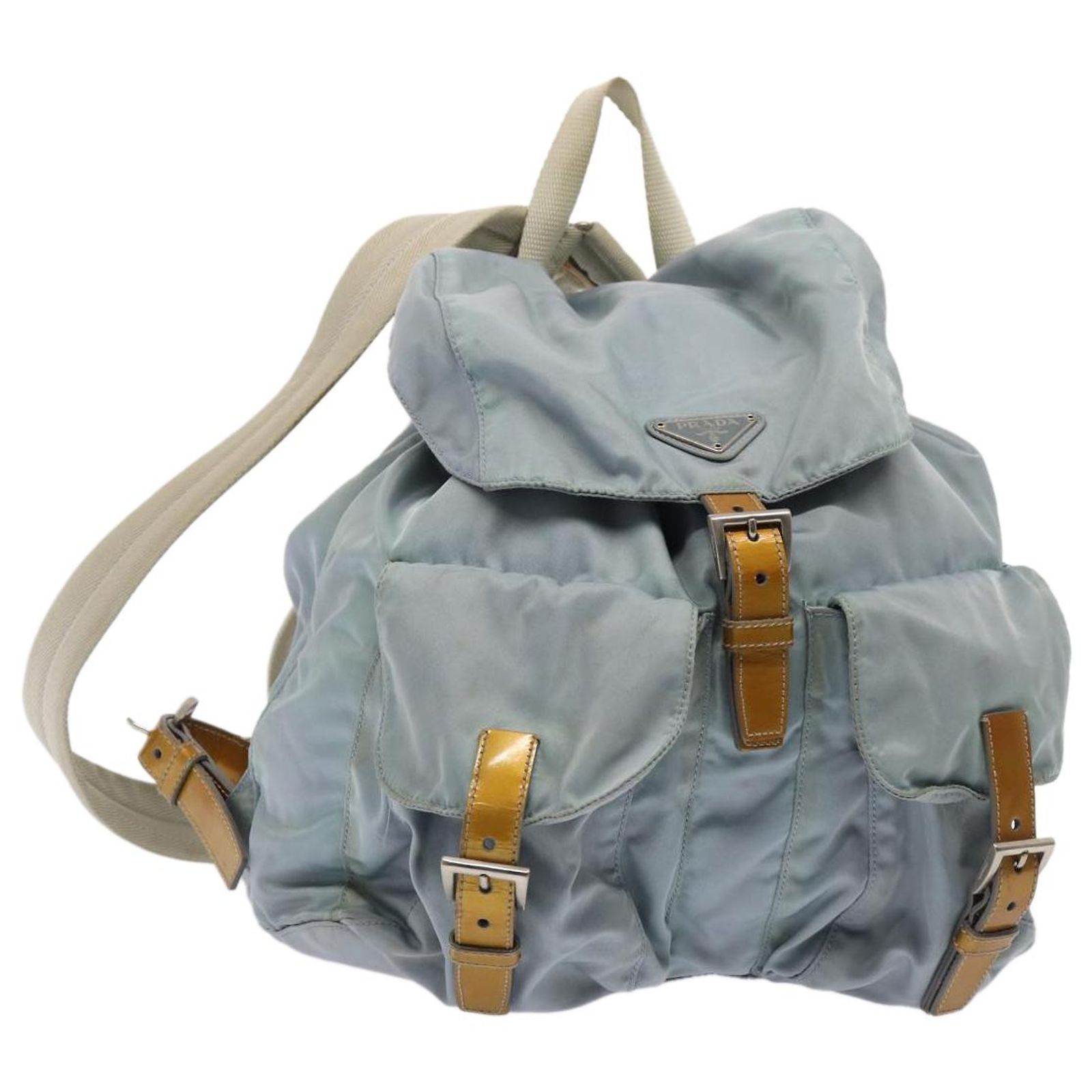PRADA Backpack Nylon Light Blue Silver Auth 84646 Silvery  display picture 1