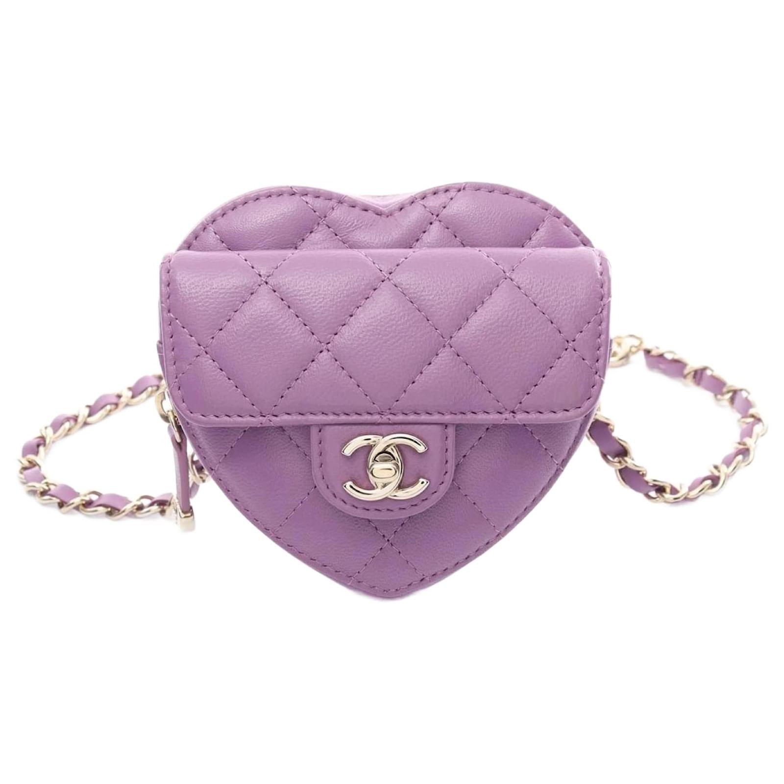 Chanel Matelasse Heart Chain Belt Bag Purple Leather