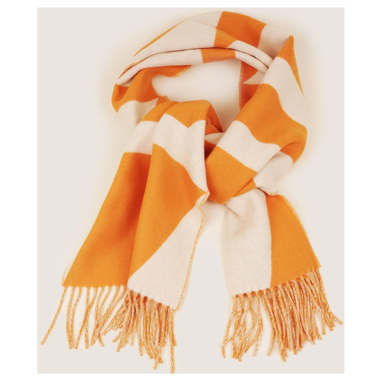 Écharpe Réversible Cachemire Mélangé Orange Vif/clair 200x70cm - Neuf Avec étiquettes