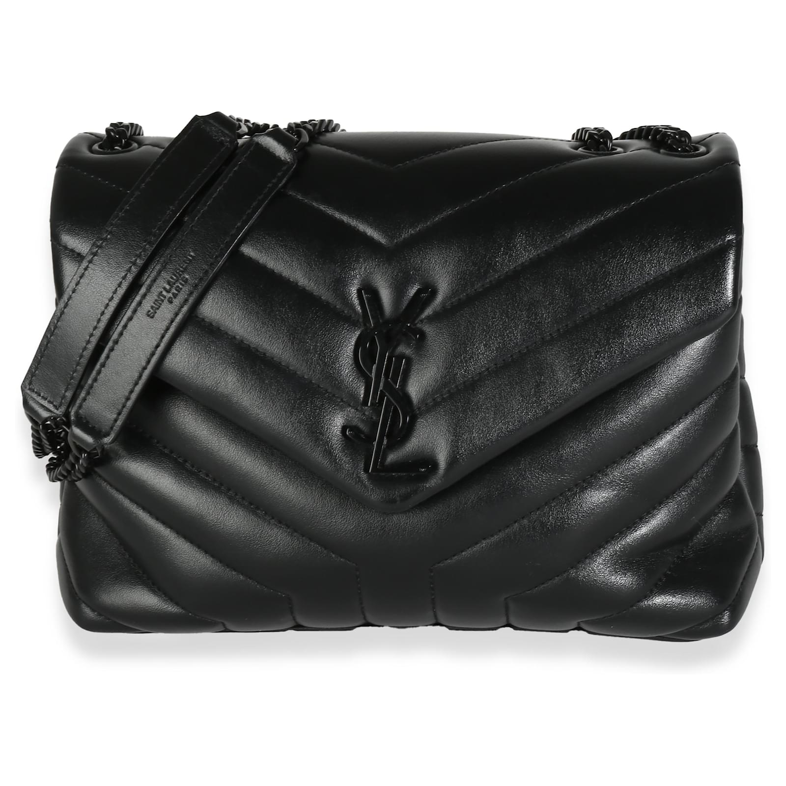 Saint Laurent Kleine Lou Lou Kette Tasche aus schwarzem Matelassé