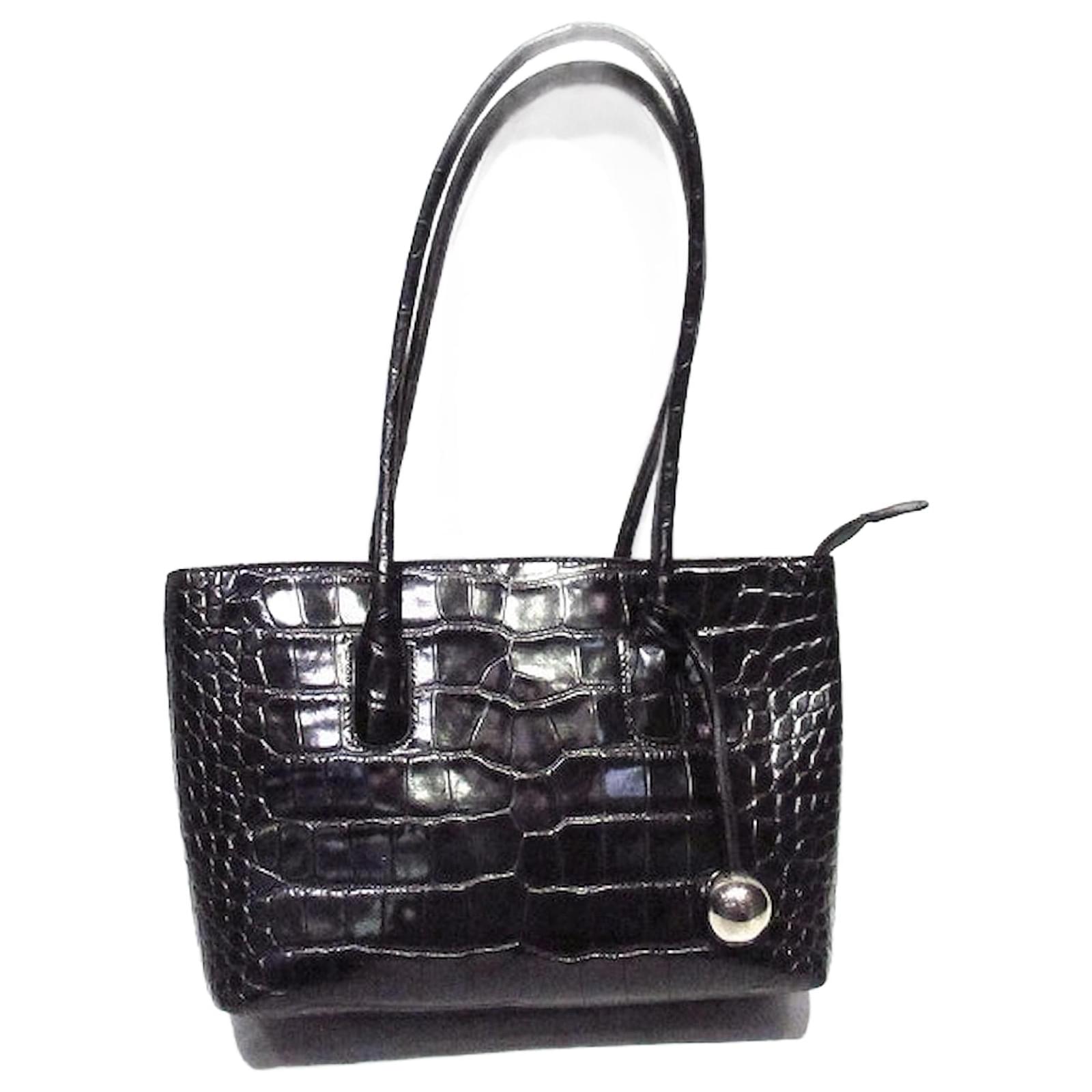 Furla Black Furla Croc Embossed Tote Furla Croc Embossed Bag Furla