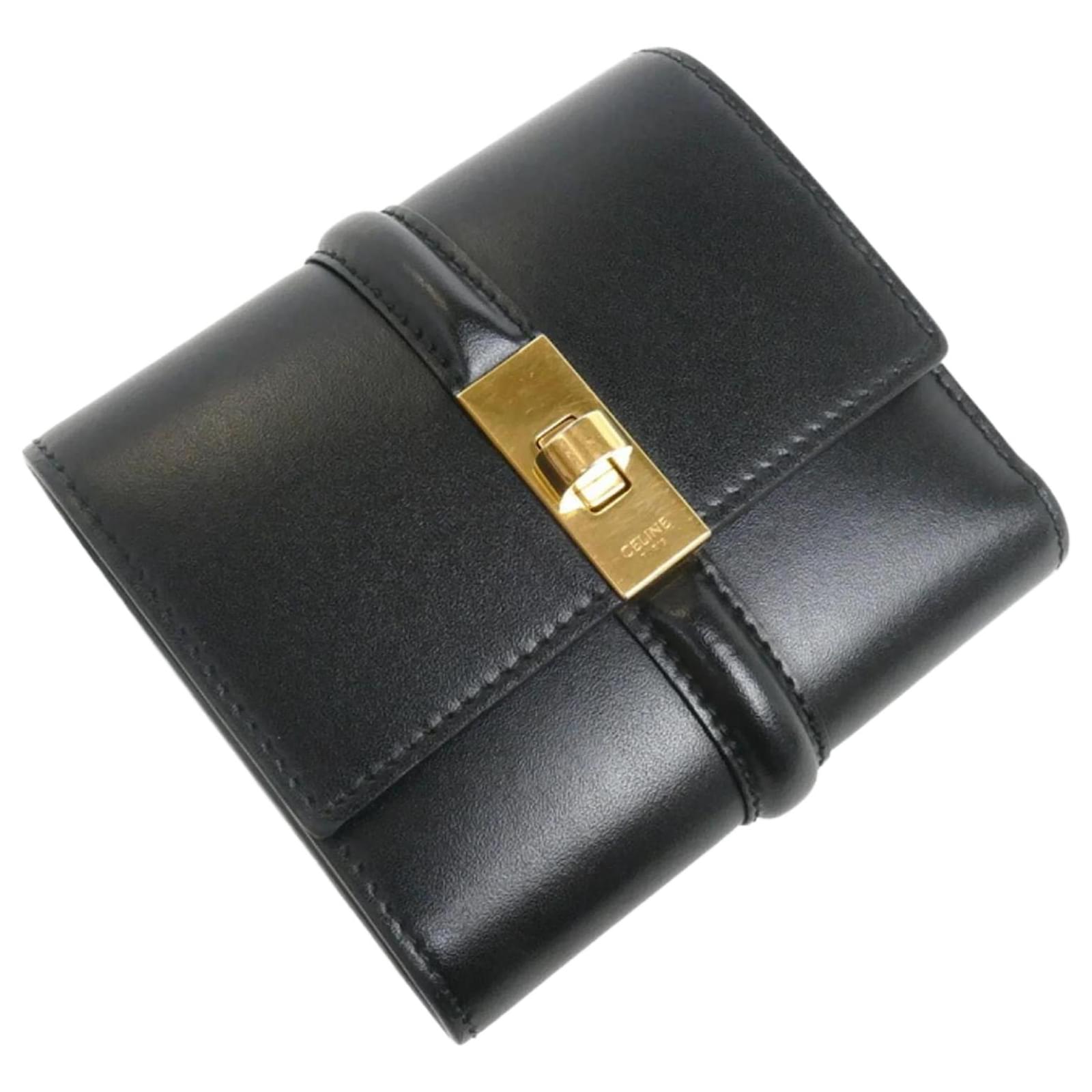 Céline Celine Small Trifold Wallet Black Leather ref.1584299