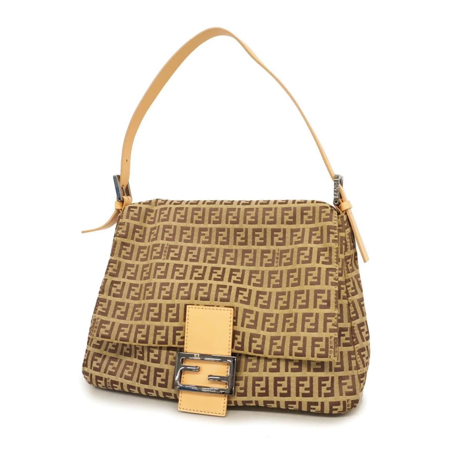 Fendi Zucchino Mamma Bucket Handbag Brown Beige Cloth ref.1584746 Joli Closet