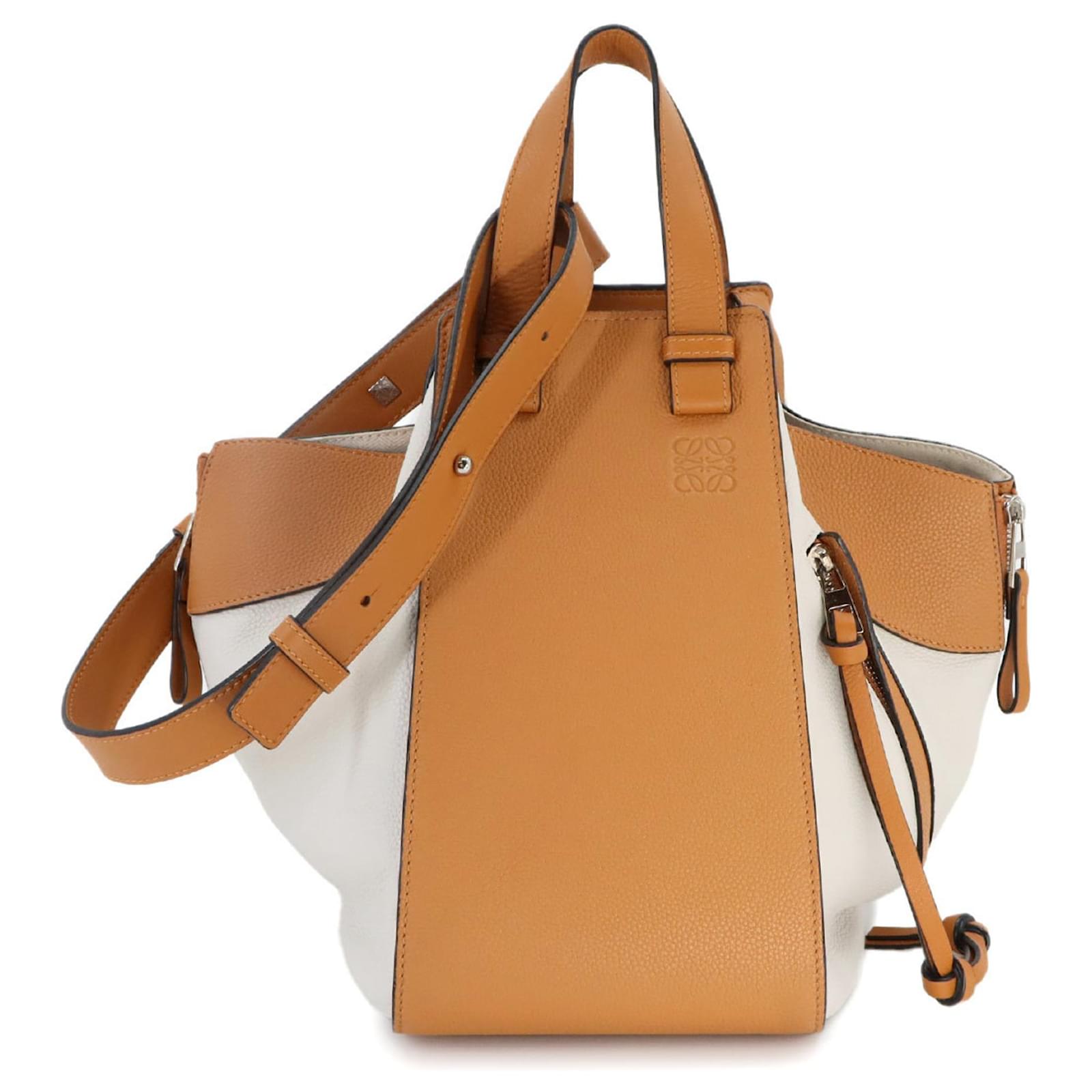 Loewe Hammock Medium 2way Hand Shoulder Bag Brown White Leather ref.1586500  - Joli Closet