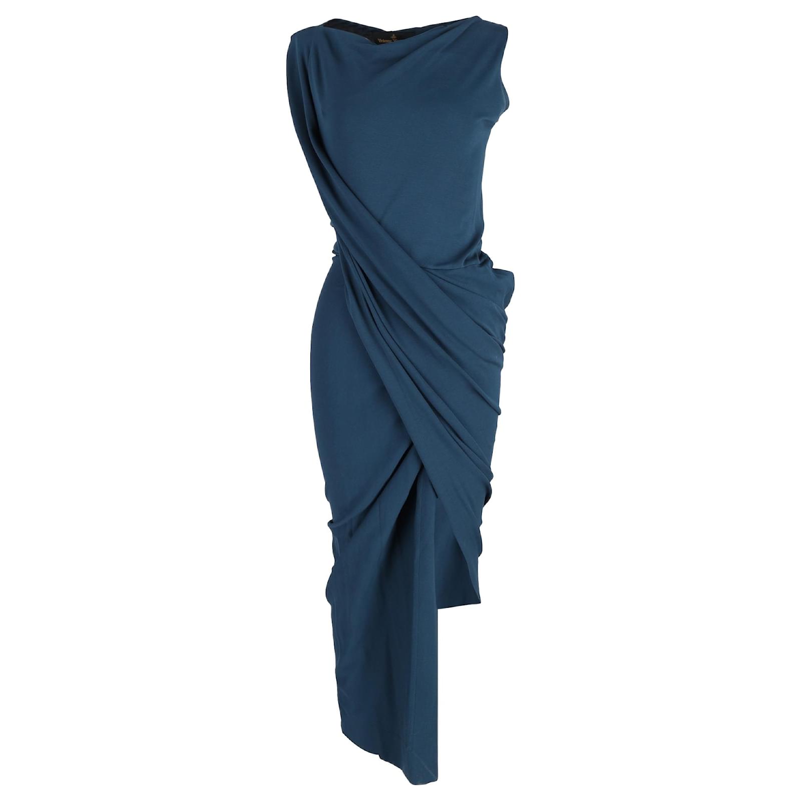 スカート viuienne westwood ANGLOMANIA Vivienne Westwood Anglomania Midi Asymmetrical Dress in Blue