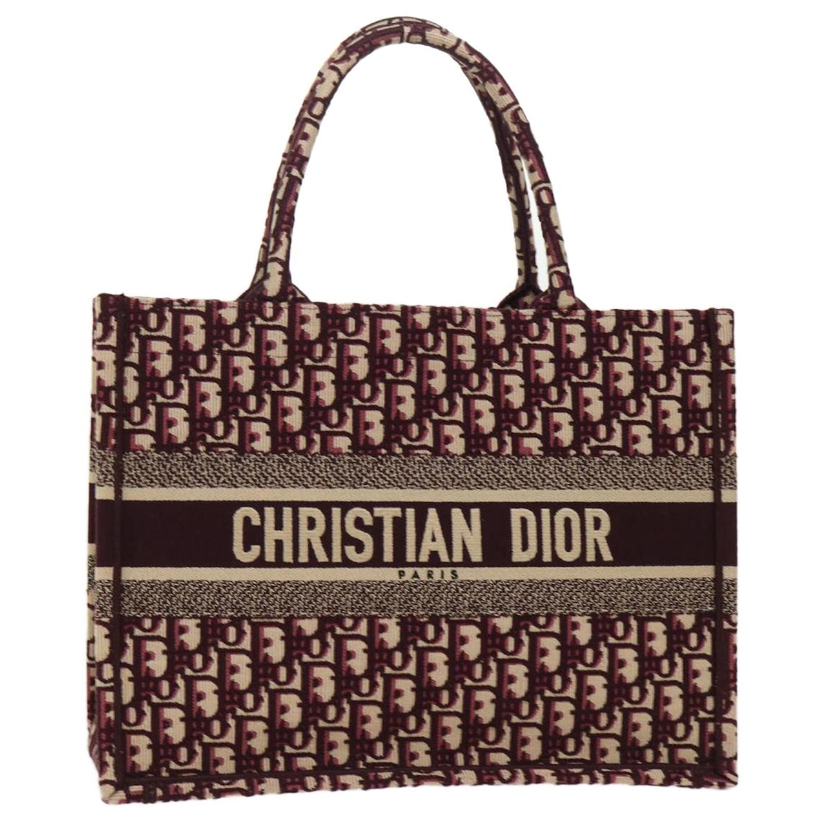 Borsa tote in tela obliqua Trotter Christian Dior Bordeaux Rosso ref.1588136 Joli Closet