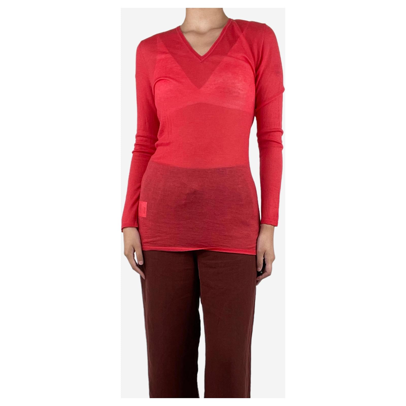 Kaschmirpullover Roter Damen Pullover Mit V Ausschnitt GIEGN