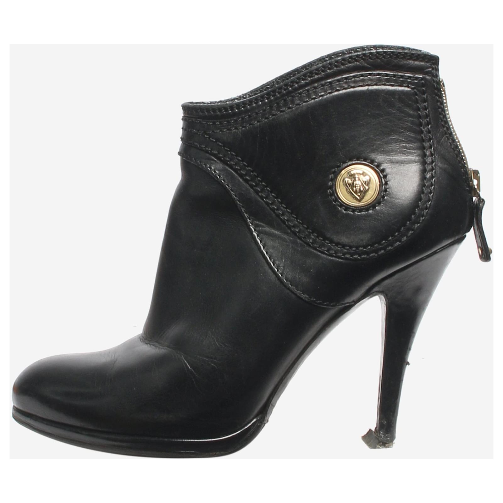 Gucci women's black leather ankle boots clearance