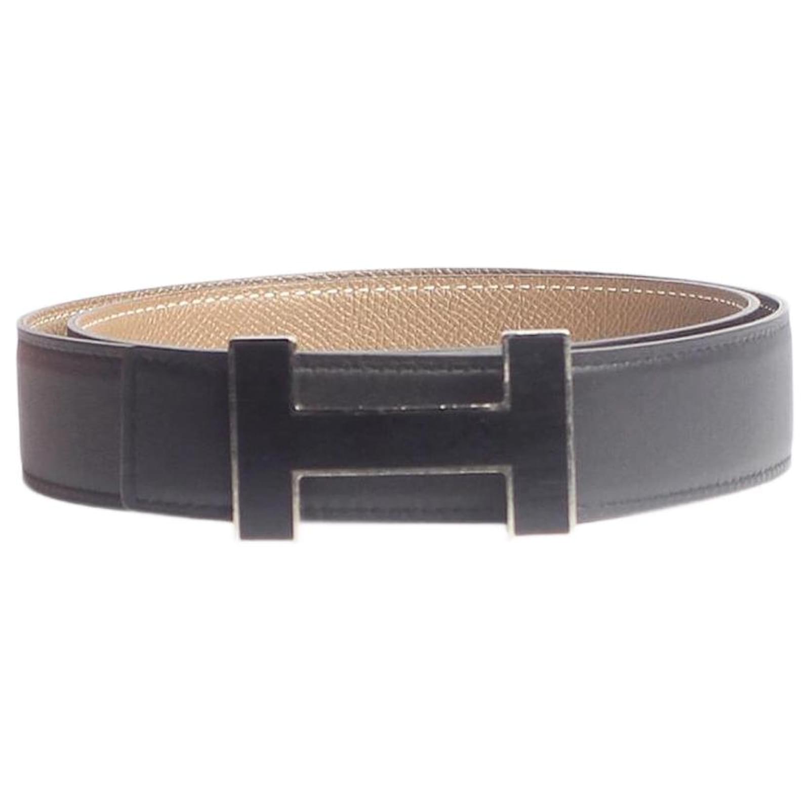 Hermes Ceinture reversible noire avec boucle H Cuir ref.1588602 Joli Closet