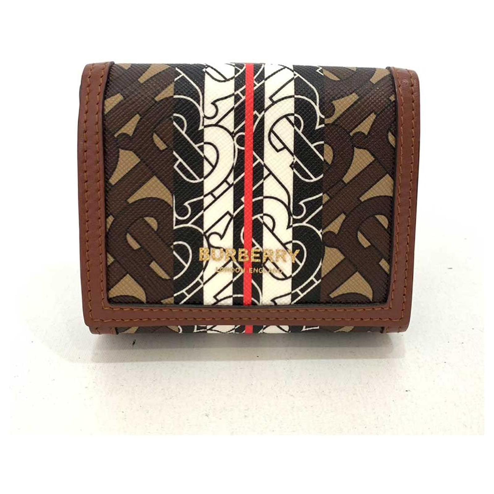 Burberry Luna Mini Wallet PVC Leather Brown Cloth ref.1589342 Joli Closet