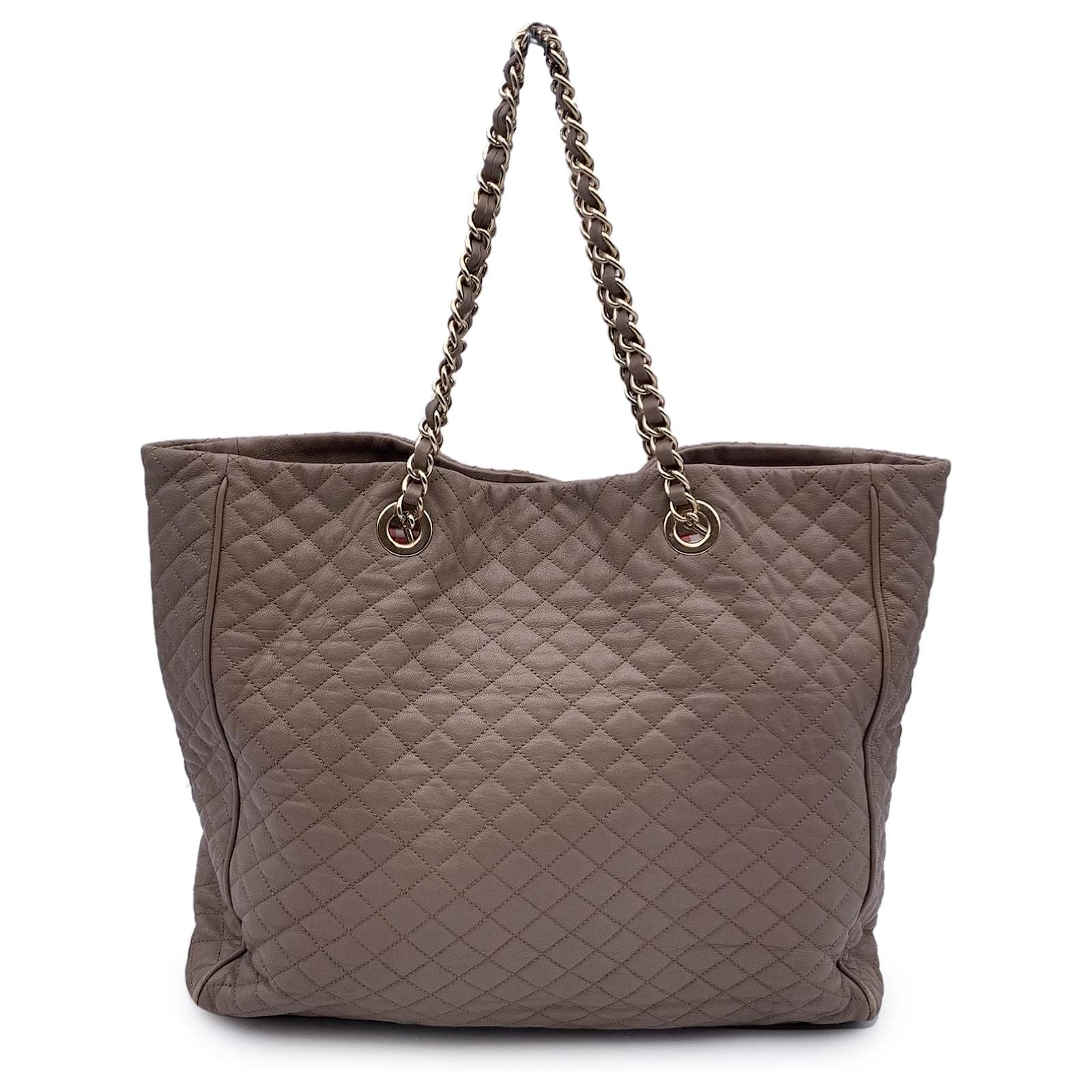 D&G Dolce & Gabbana Taupe Quilted Leather Lily Glam Tote Bag
