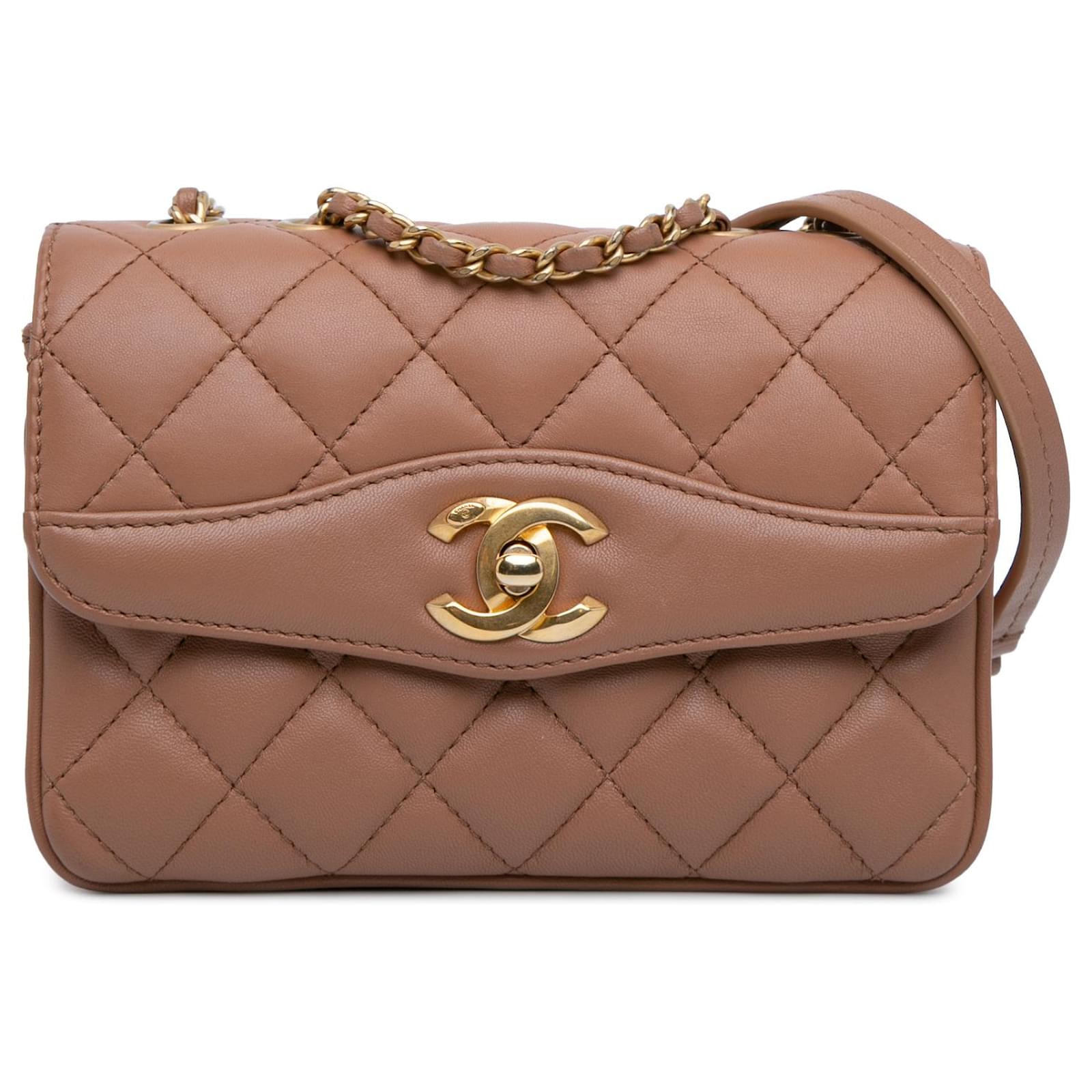 Chanel Brown Small Quilted Lambskin Daily Companion Flap Light