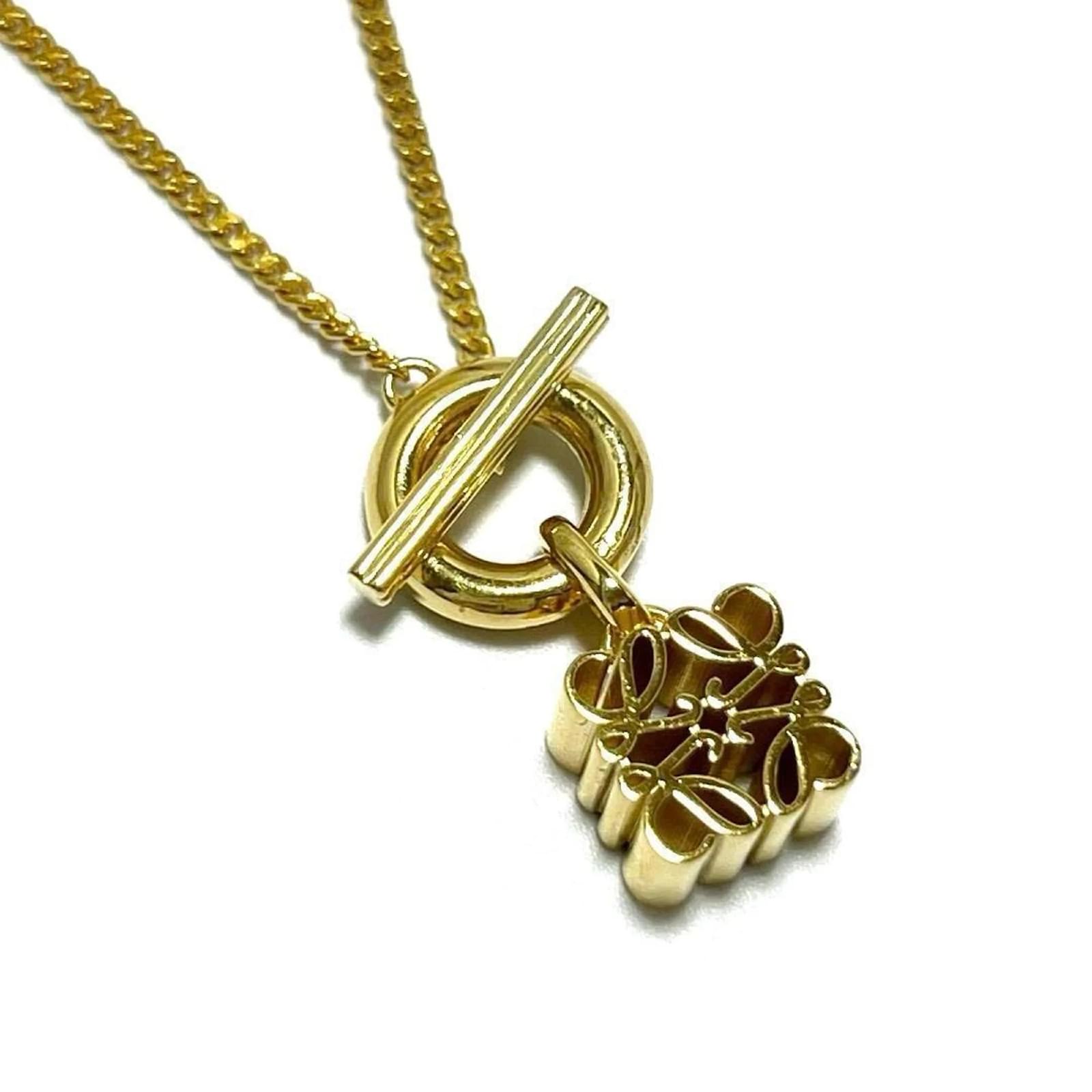 Loewe Women's Anagram Pendant Necklace Golden Silver Gold