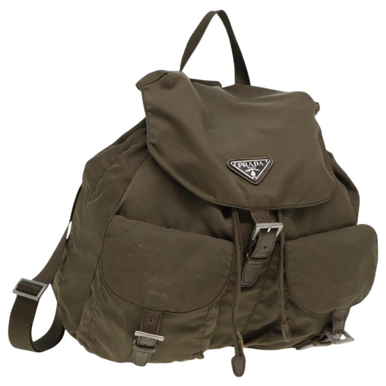 PRADA Backpack Nylon Brown Silver Auth 86442 Silvery ref  display picture 3