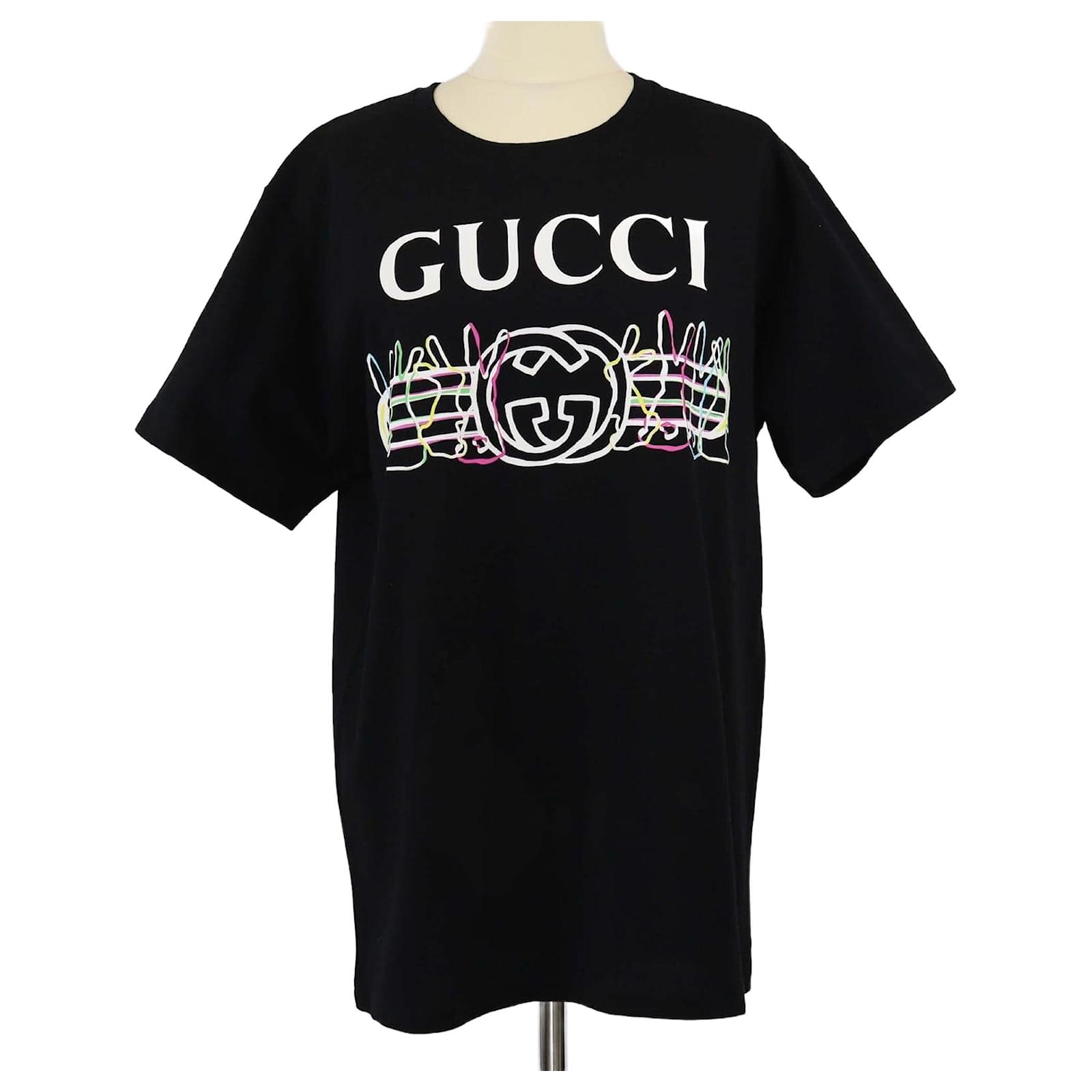 Gucci Black GG Rabbit Printed T-Shirt Cotton ref.JC1594648 (Sold