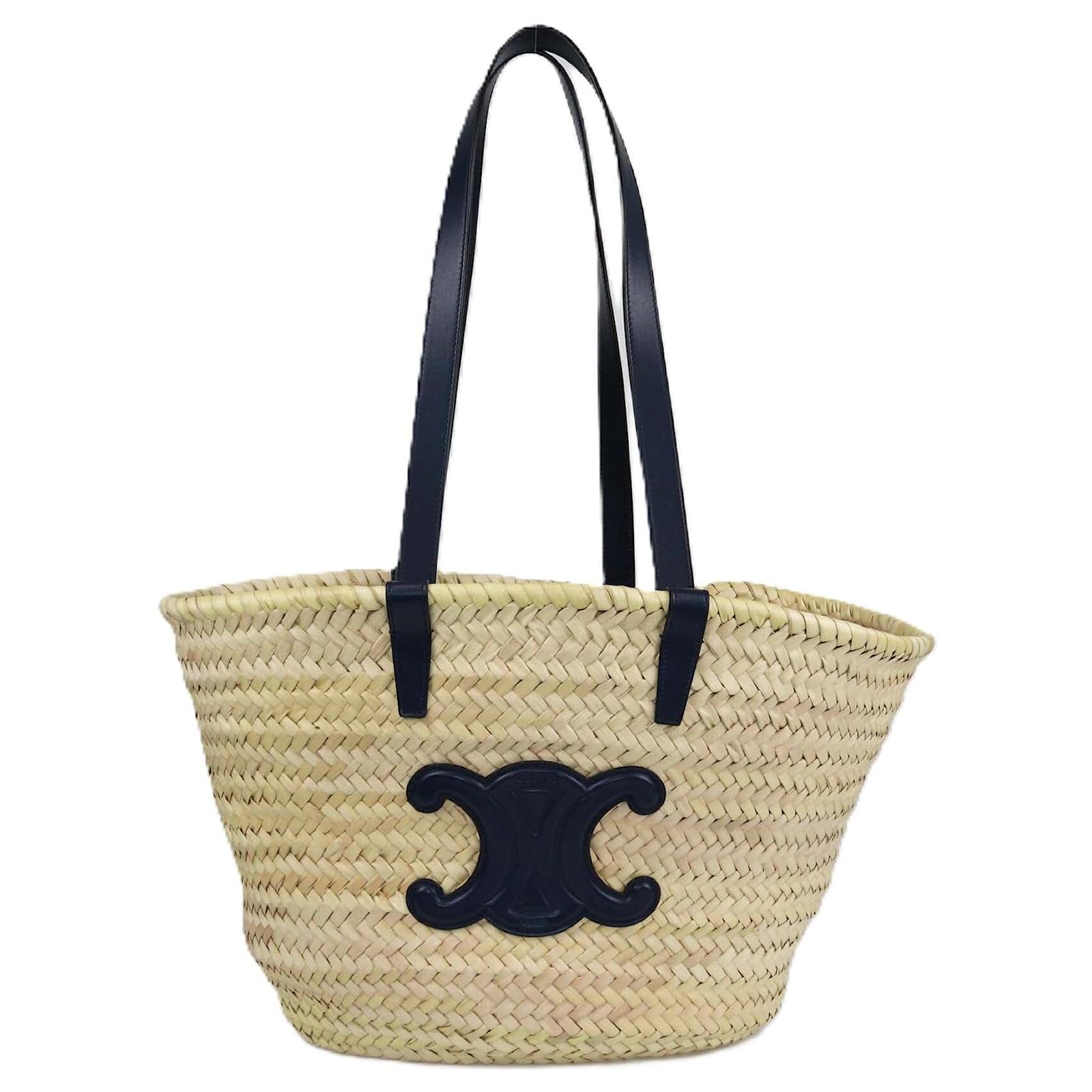 ハンドバッグ CELINE Panier bag in raffia CELINE CLASSIC PANIER SMALL BRAIDED TRIOMPHE in RAFFIA and