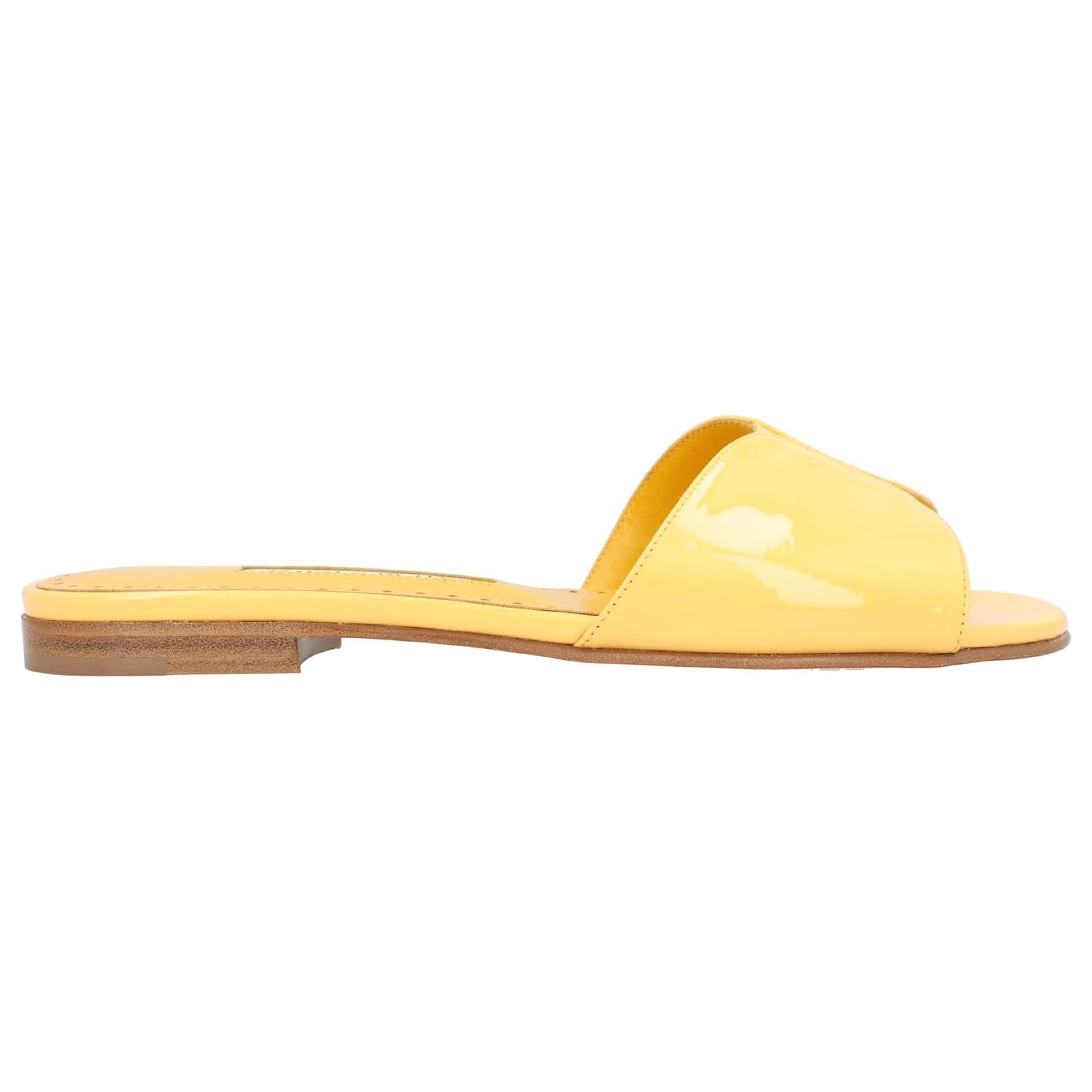 サンダル・ミュール Manolo Blahnik Houramu Flat Yellow Manolo Blahnik Houramu Flat Yellow Leather ref.1594889