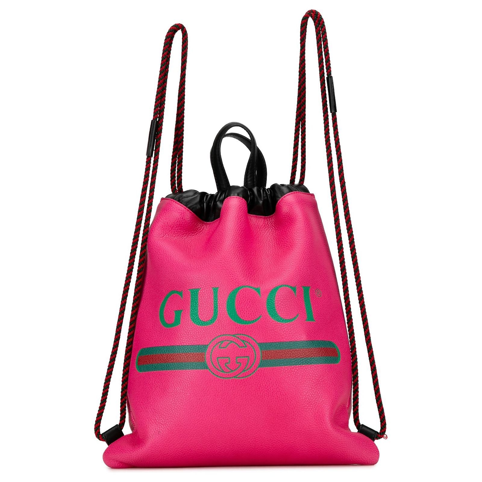 Gucci Pink Logo Drawstring Backpack Leather Pony-style 