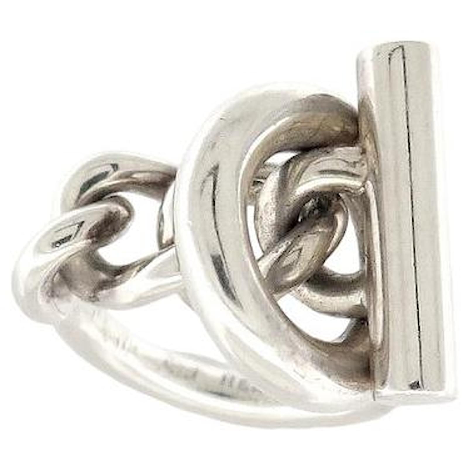 Hermes HERMES CROISETTE GM RING SIZE 54 STERLING SILVER 925 H104587B SILVER RING Silvery ref.1595364 Joli Closet