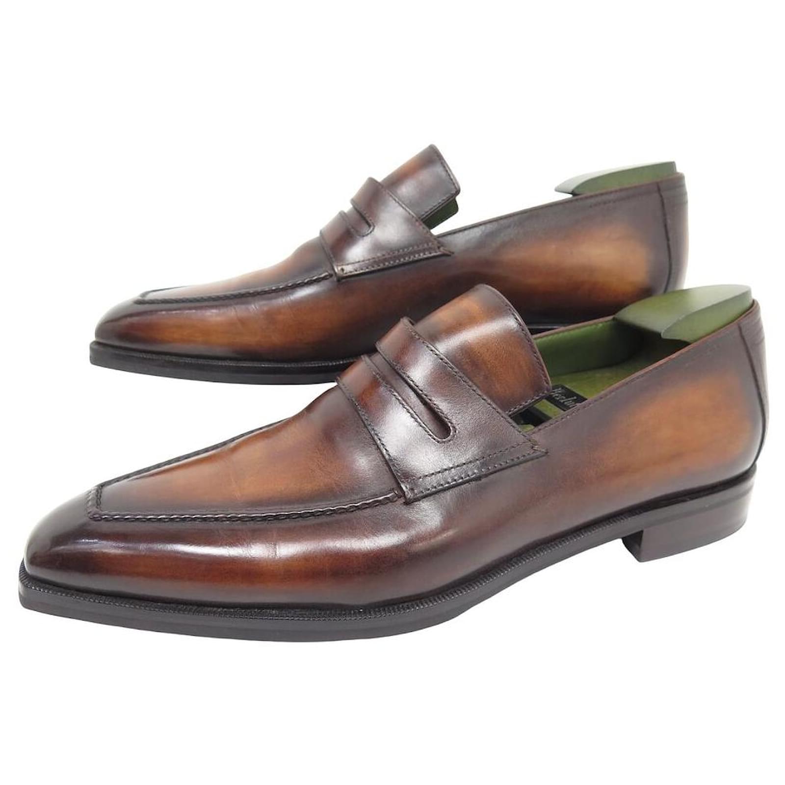 BERLUTI SHOES ANDY DEMESURE LOAFERS 9 43 PATINATED LEATHER + BERLUTI SHOES ANDY DEMESURE LOAFERS 9 43 PATINATED LEATHER +