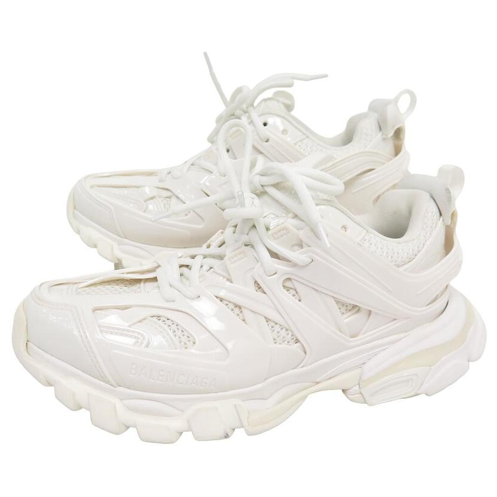 NOVE SCARPE BALENCIAGA SNEAKER TRACK 40 CANVAS E PELLE ECRU NUOVE SCARPE