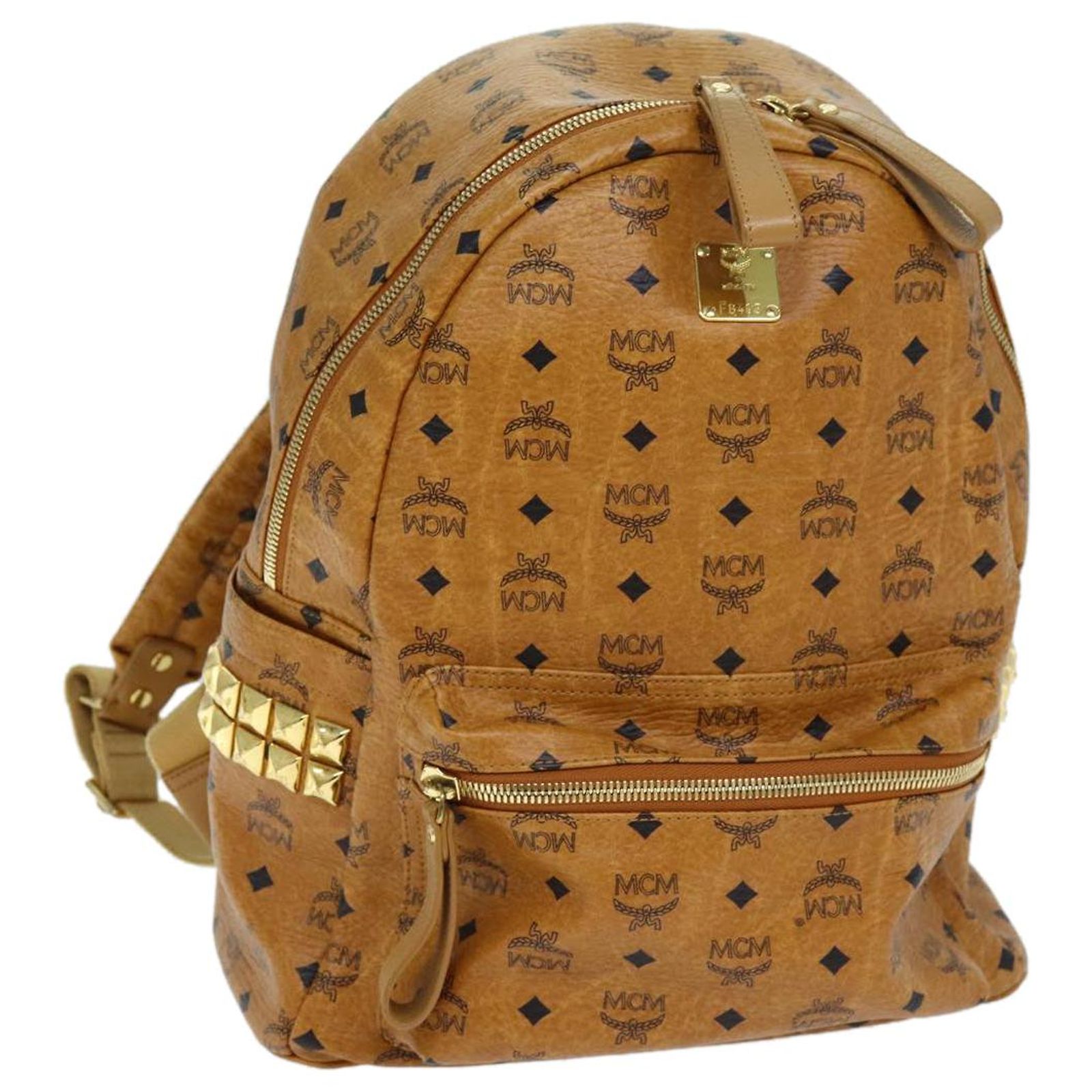 Mcm Logogram Studs Vicetos Vicetos Backpack Pvc Leather  display picture 3