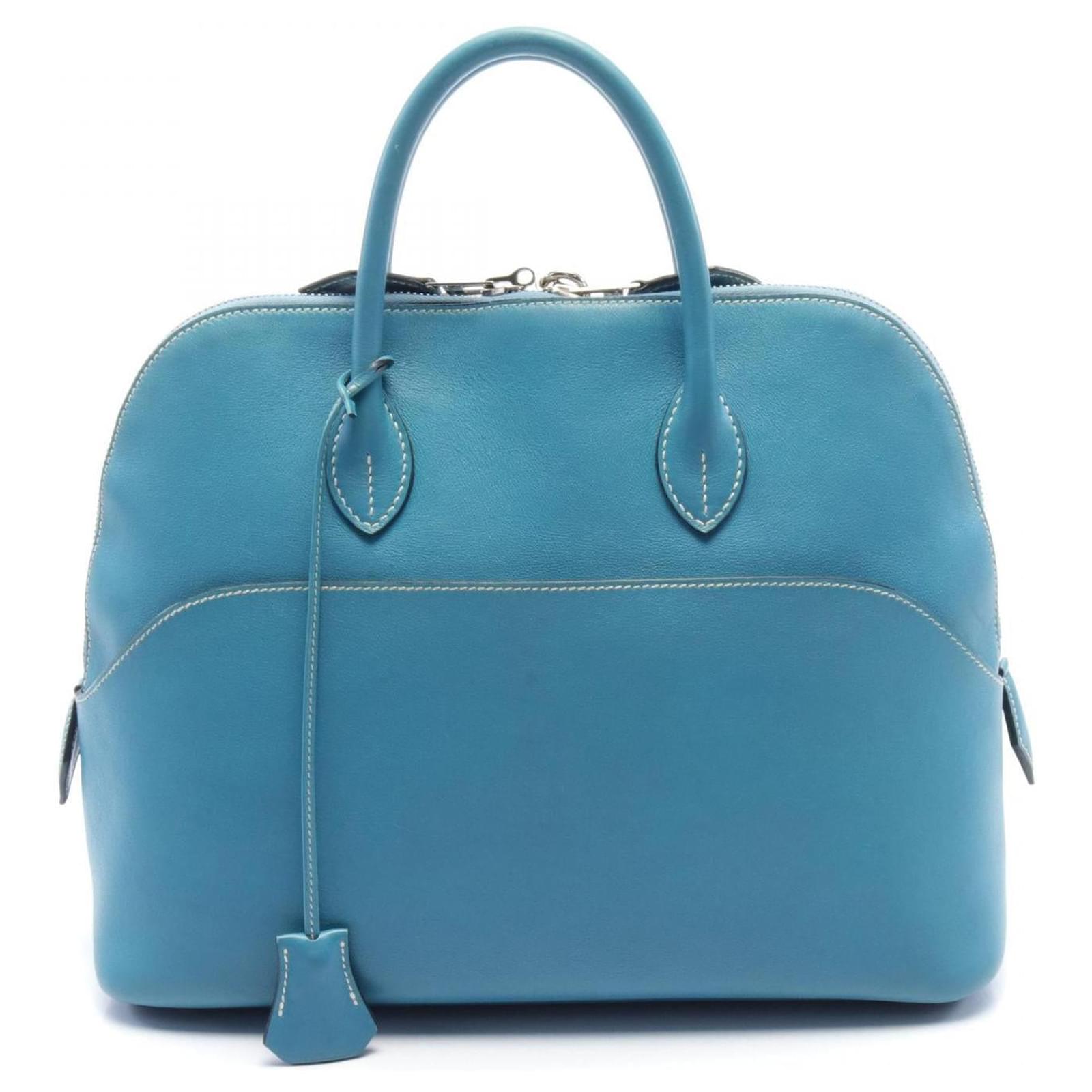 Hermès Sac de voyage en cuir Hermes Bolide Relax 45 Bleu ref