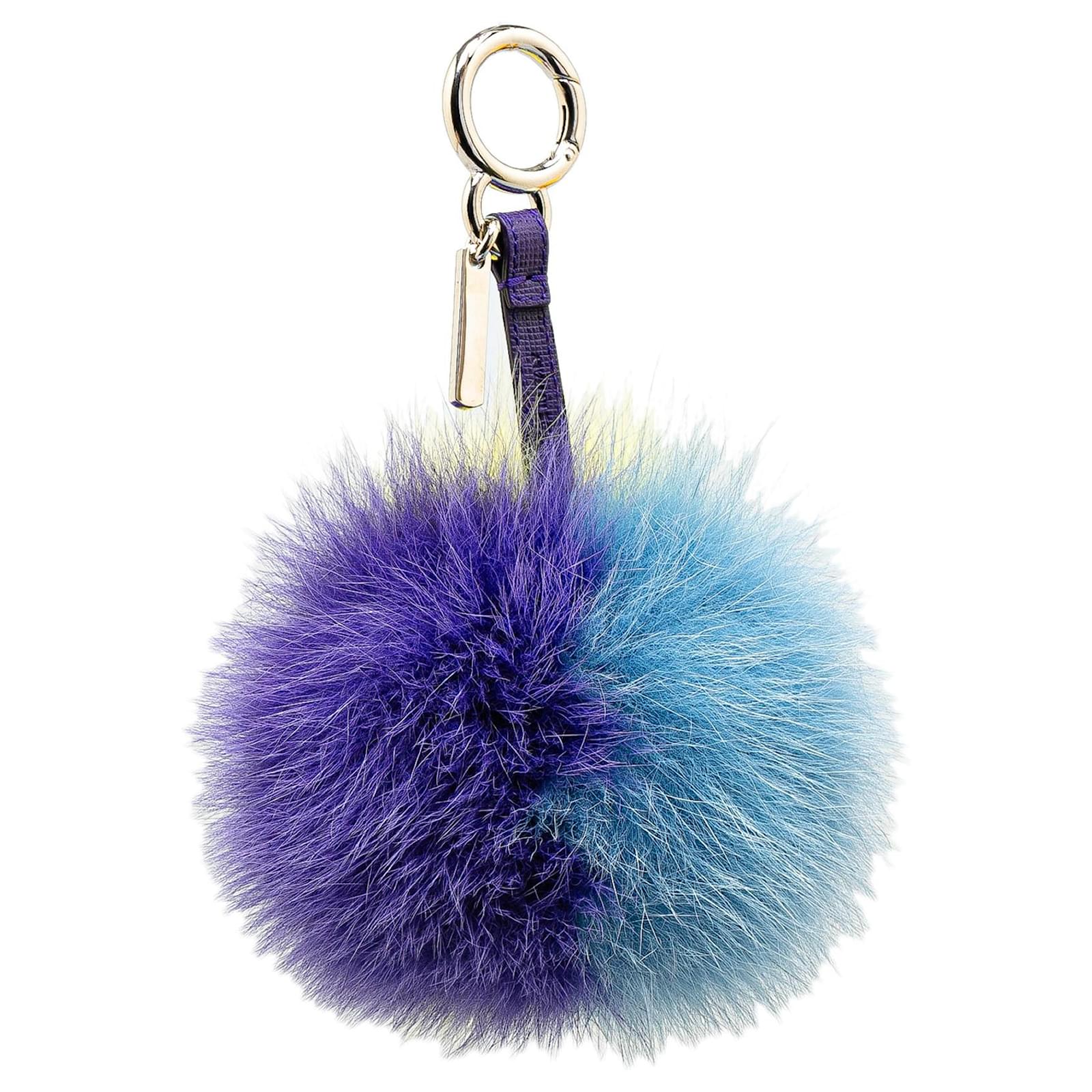 Blue Fendi Fur Pom Pom Key Chain