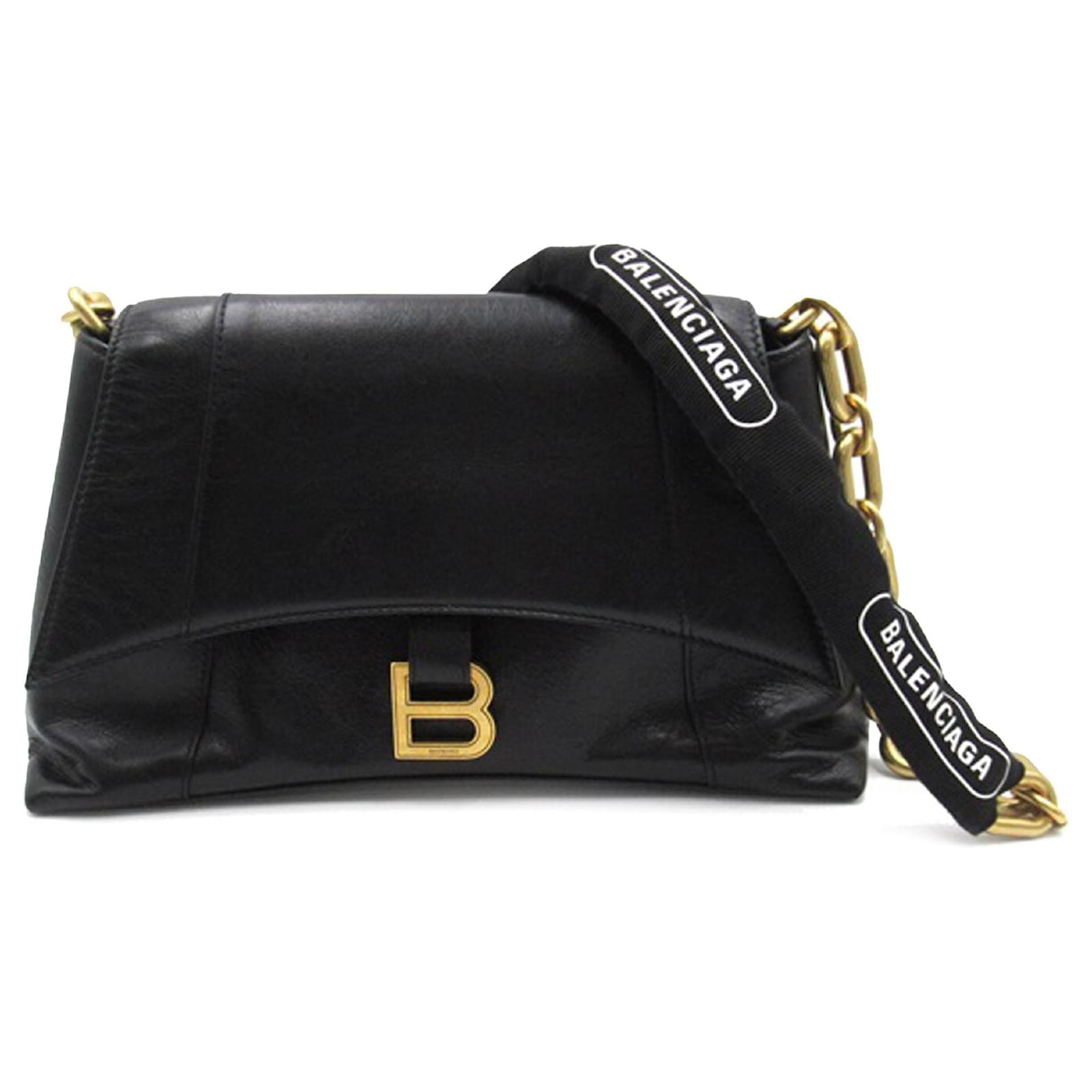 Black Balenciaga Small Downtown Chain Shoulder Bag Leather