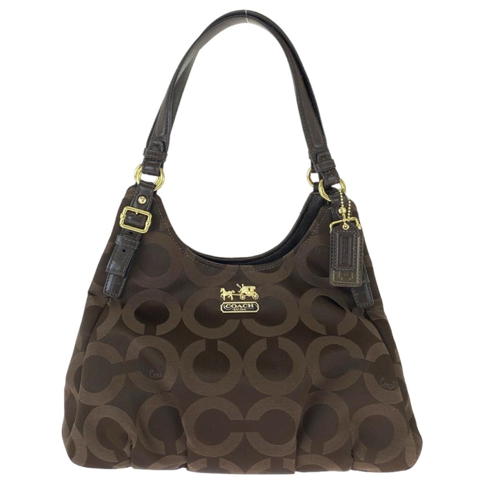 バッグ coach op art maggiy shoulderbag brown coach op art maggiy shoulderbag brown