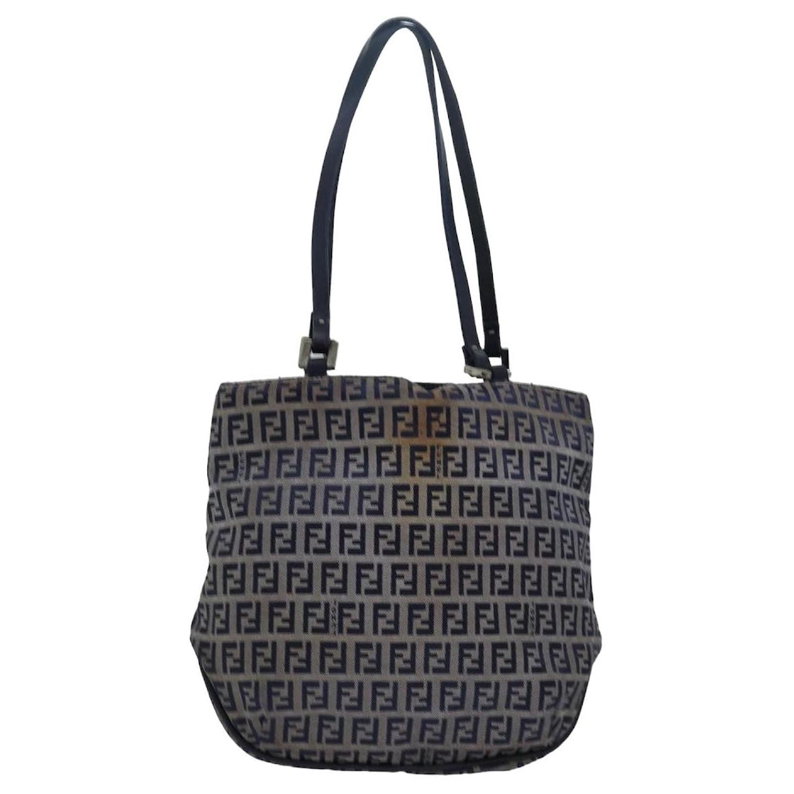 Fendi Zucchino Canvas Hand Bag Navy Blue Cloth ref.1597887