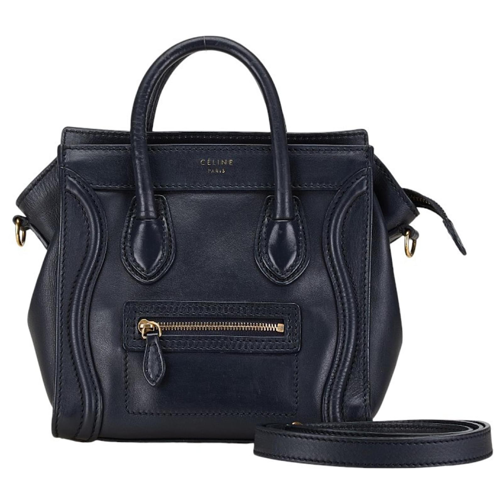 Celine Borsa a mano Celine Luggage Nano Shopper Blu navy Pelle ref.1599819 Joli Closet