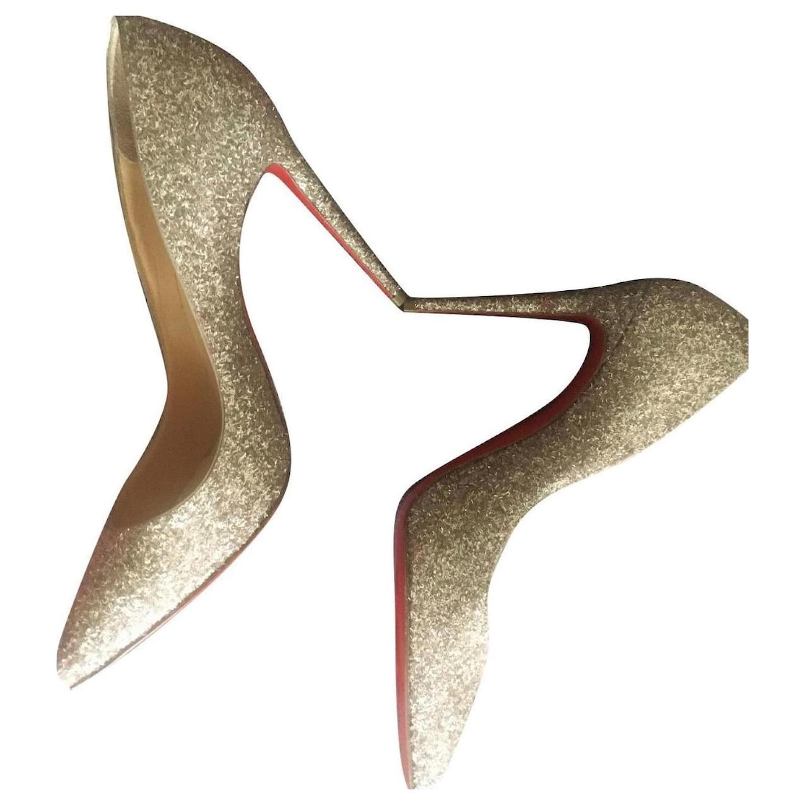 Christian Louboutin Pigalle Follies 100 glitter frost Silvery Leather ref.1600727 Joli Closet