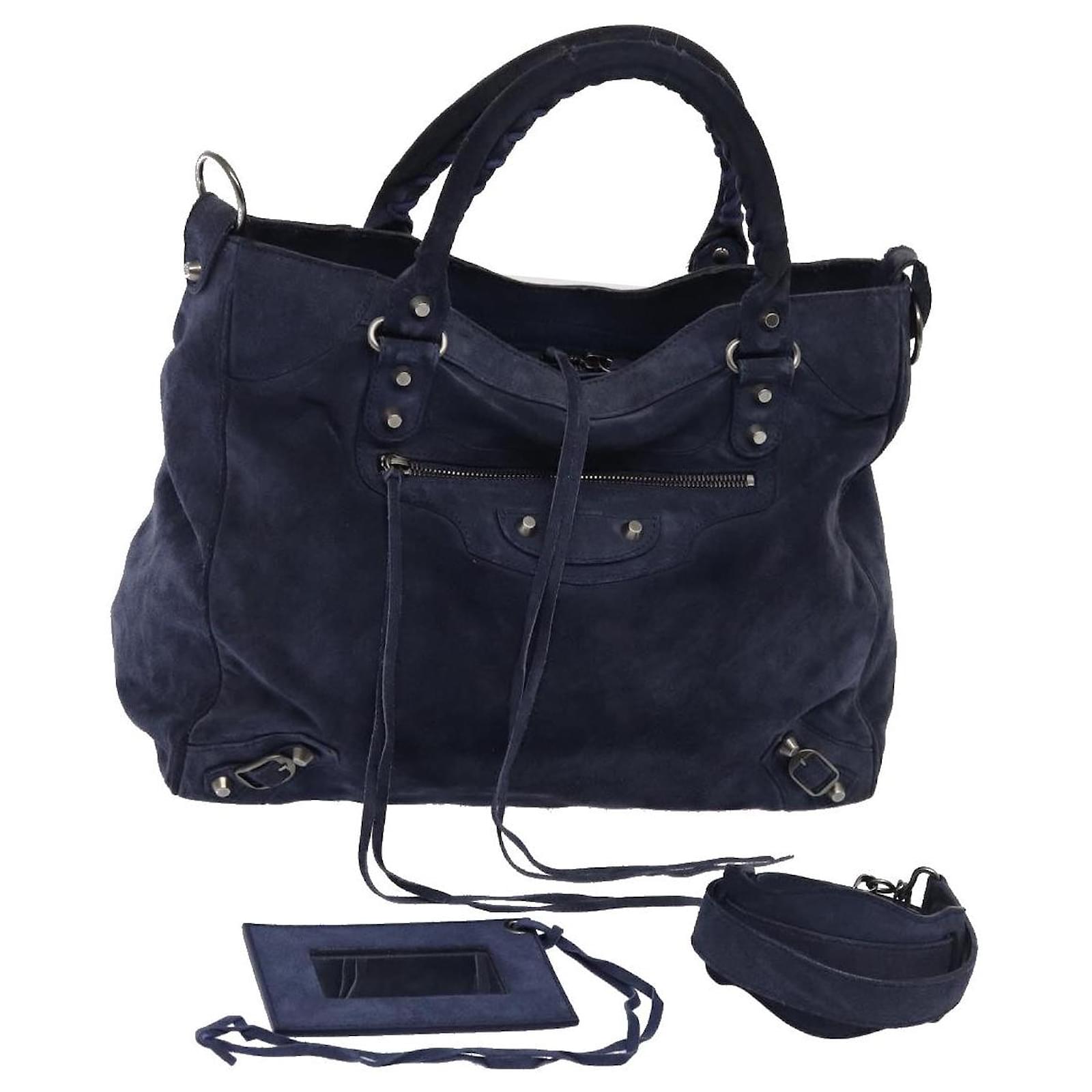 Balenciaga suede bag navy online