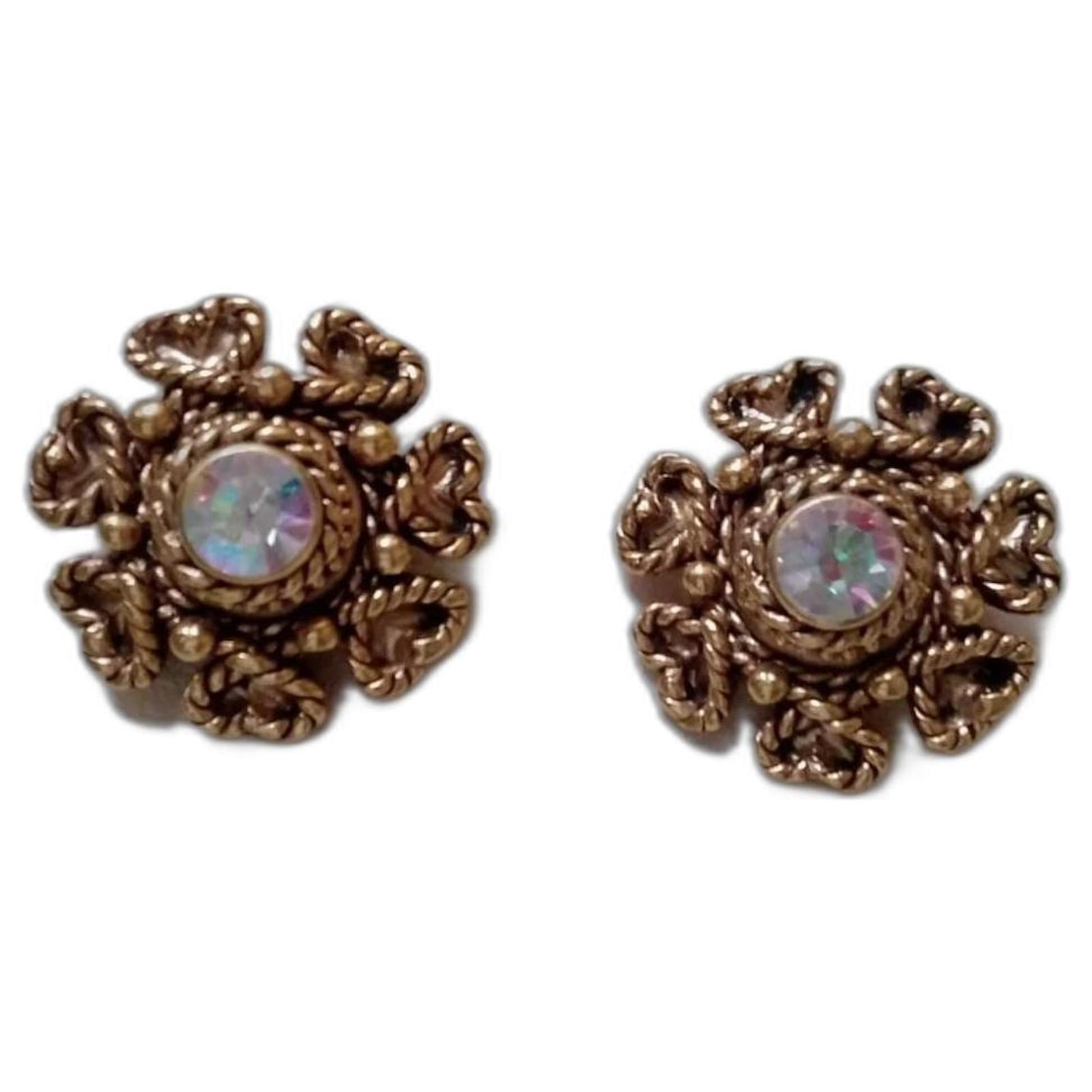 Boucles D'oreilles Vintage à Clip Signées Claire Deve Paris - Métal Doré - Occasion