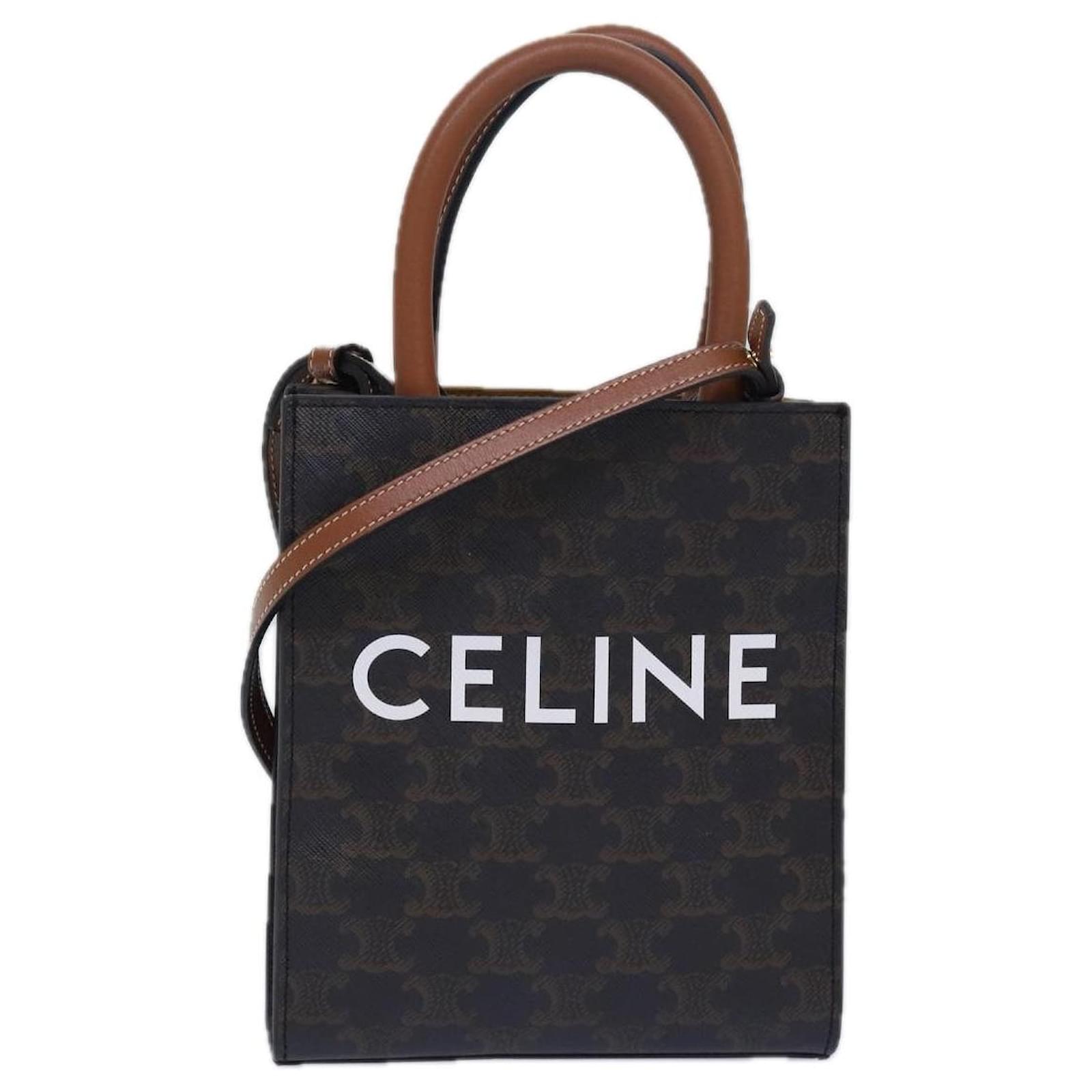 Céline Celine Triomphe Mini Particle Cabas Hand Bag Pvc Leather
