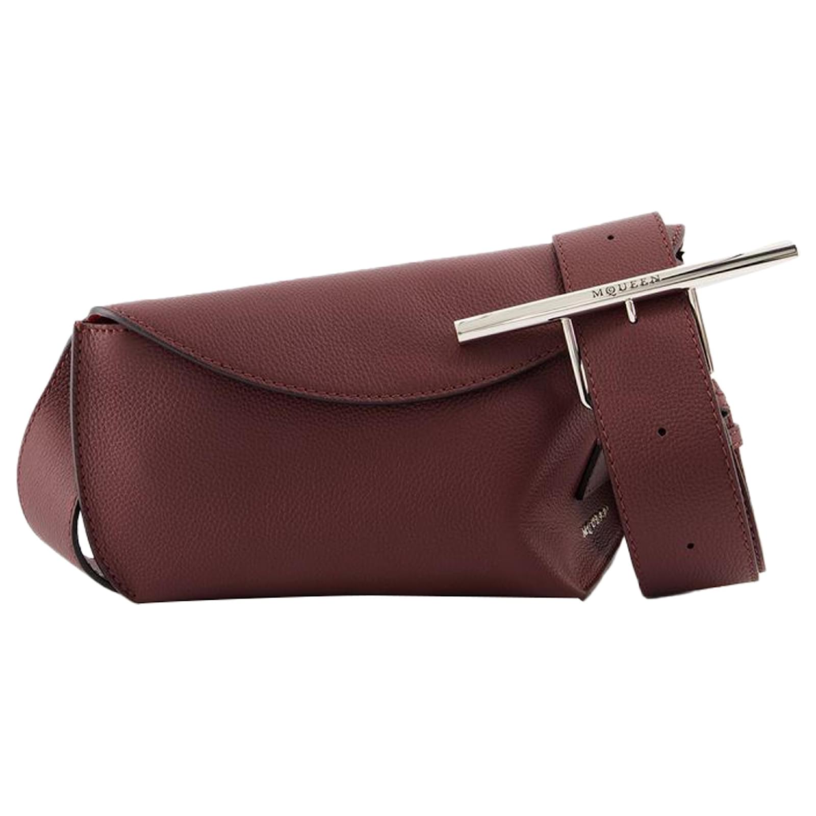 Sling Crossbody Alexander McQueen Leather Burgundy Silver Red Dark red Pony style calfskin ref.1603832 Joli Closet