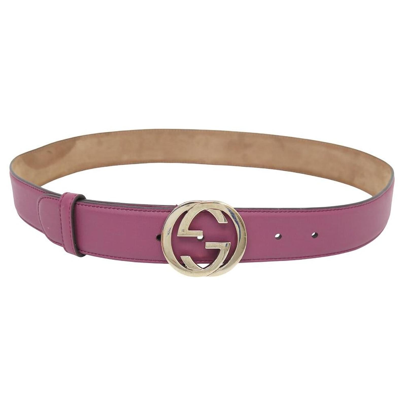 GUCCI BELT LOGO GG 370543 T85 CM IN PINK LEATHER ref.1604253 Joli Closet