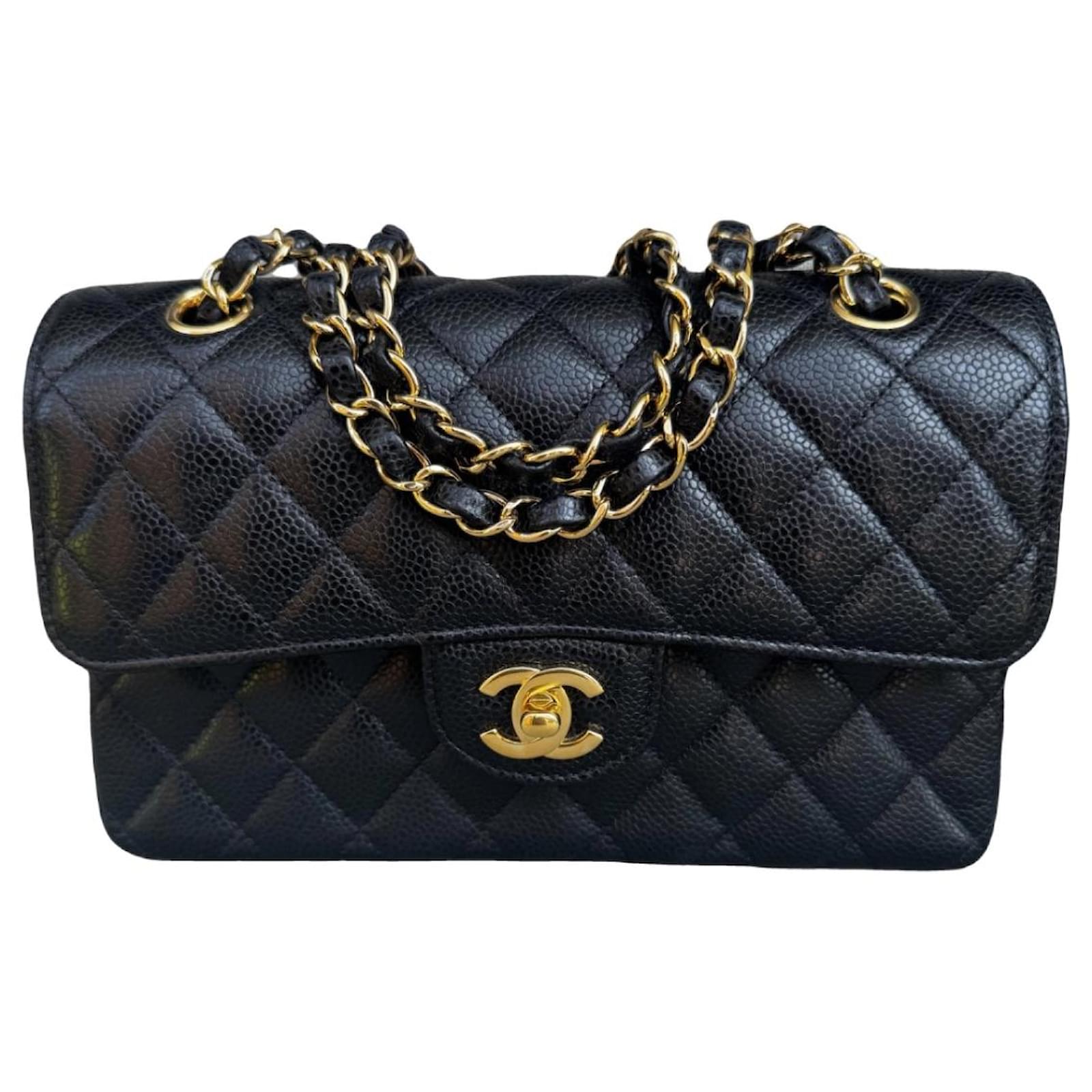 Chanel timeless classic flap bag, size small Black Leather