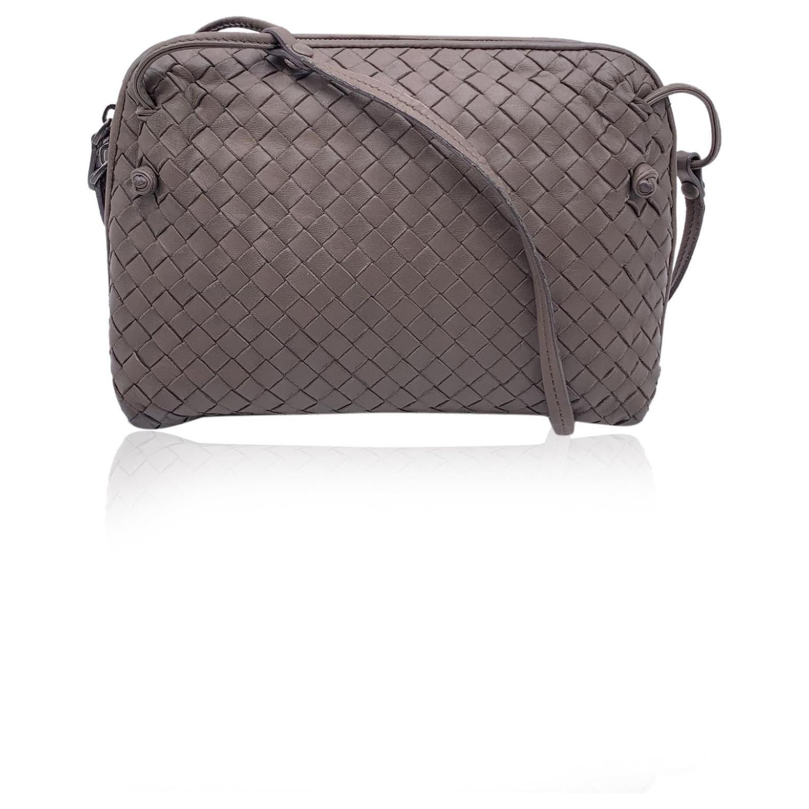 Bottega Veneta Taupe Intrecciato Woven Leather Nodini Crossbody Bag Brown ref.1604820 Joli Closet