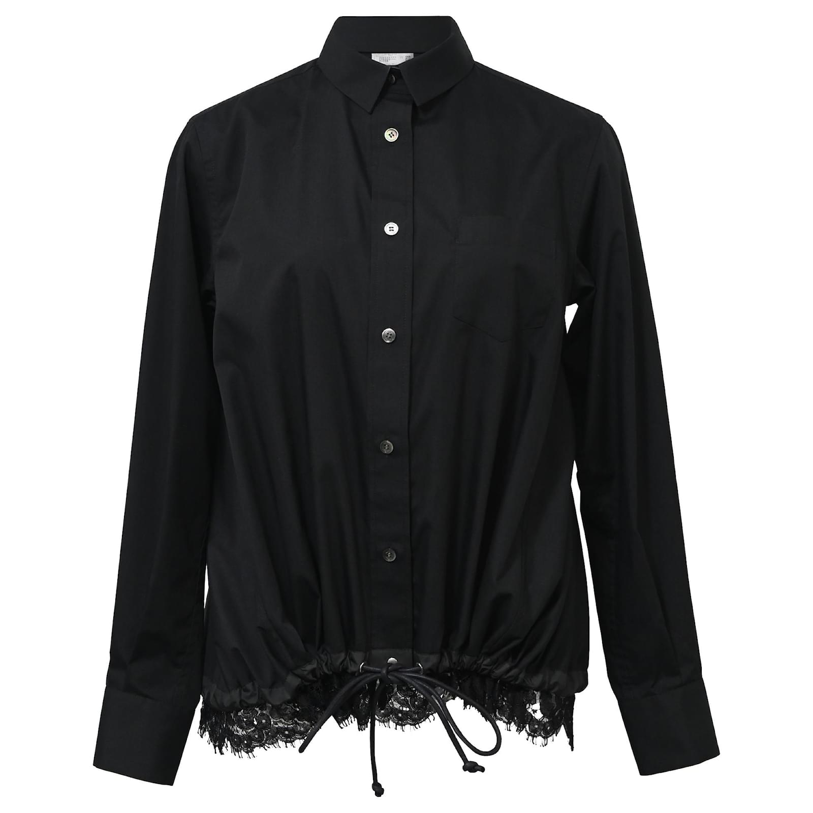 Sacai Luck Sacai Long-Sleeved Buttoned with Lace Trim and 