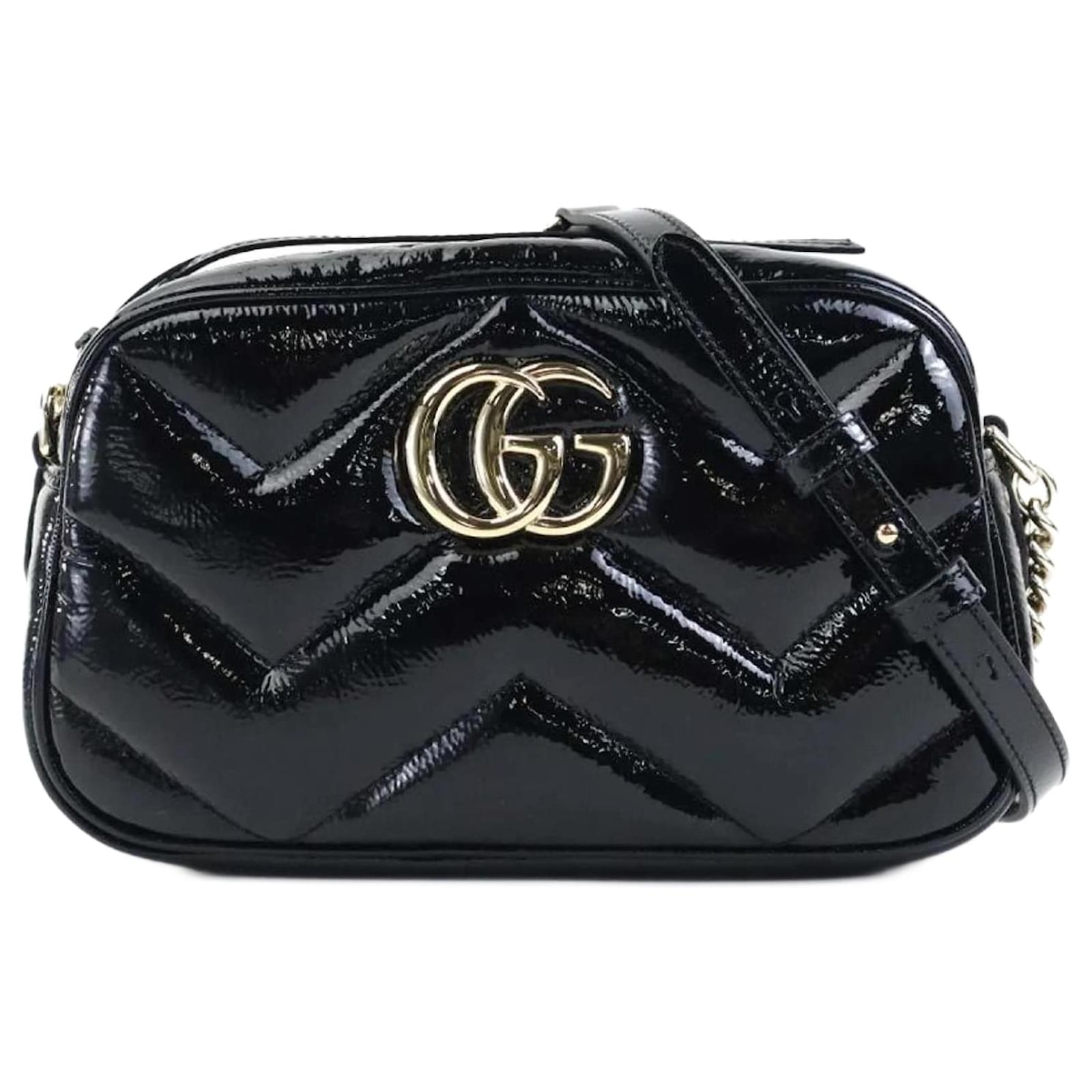 Gucci GG Marmont Patent Leather Shoulder Bag Black ref