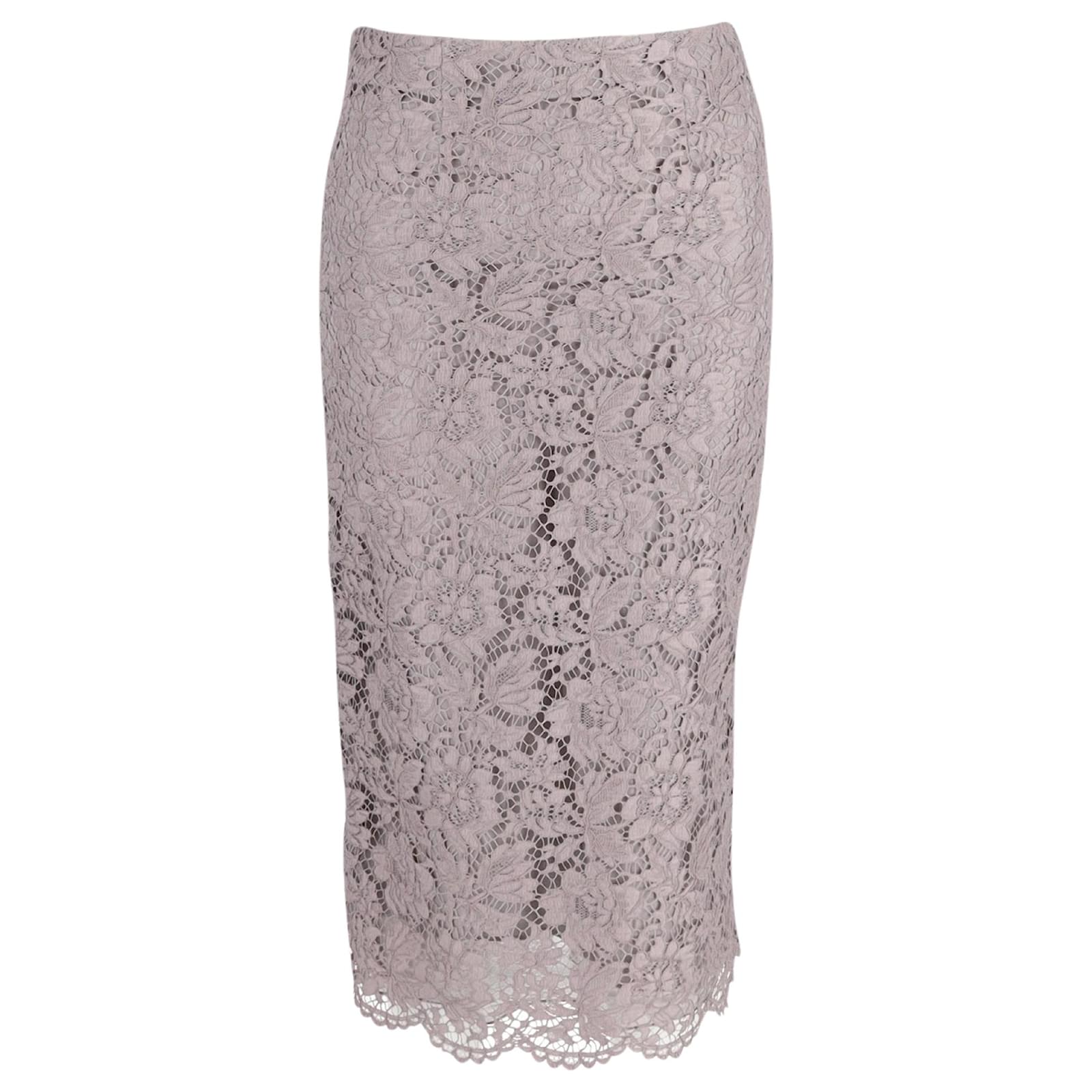 Valentino Garavani Valentino Lace Midi Skirt in Grey Cotton ref